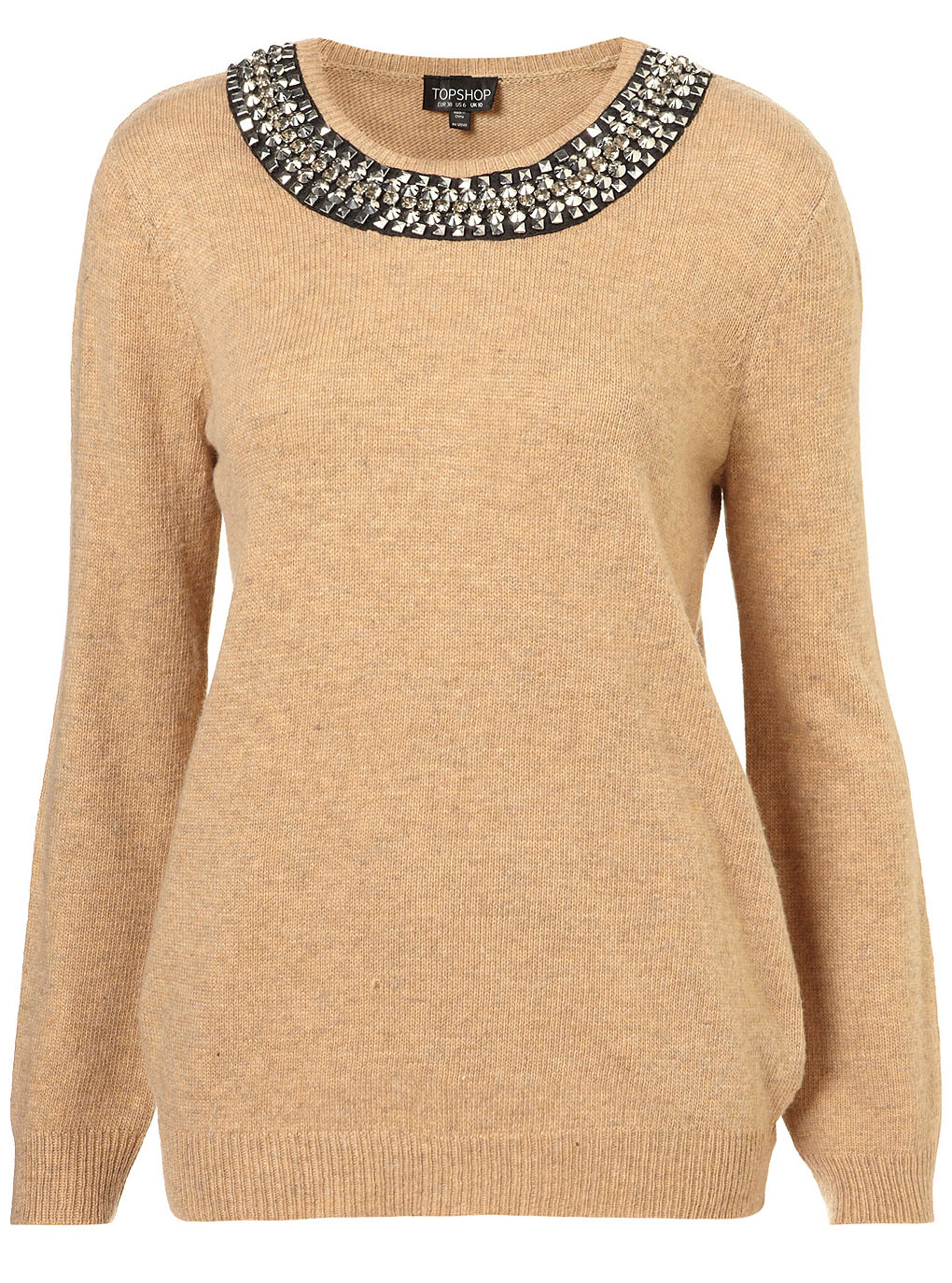 Topshop Knitted Necklace Jumper