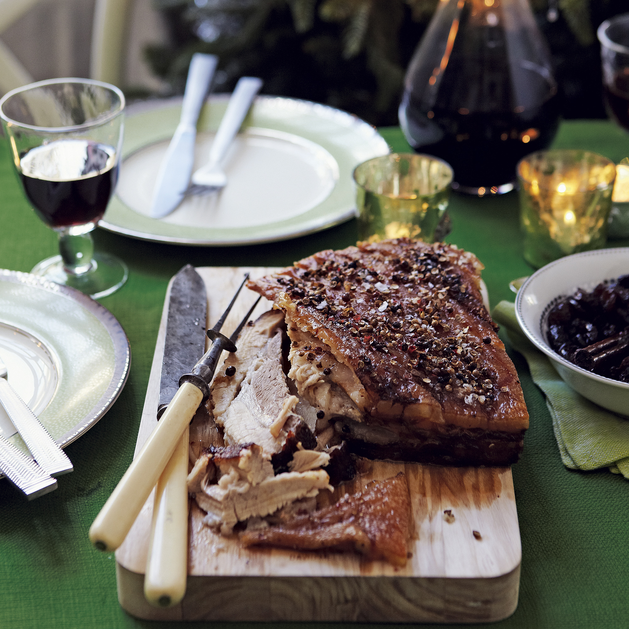 Crispy belly pork with dried cranberry and cherry chutney Crispy belly pork with dried cranberry and cherry chutney