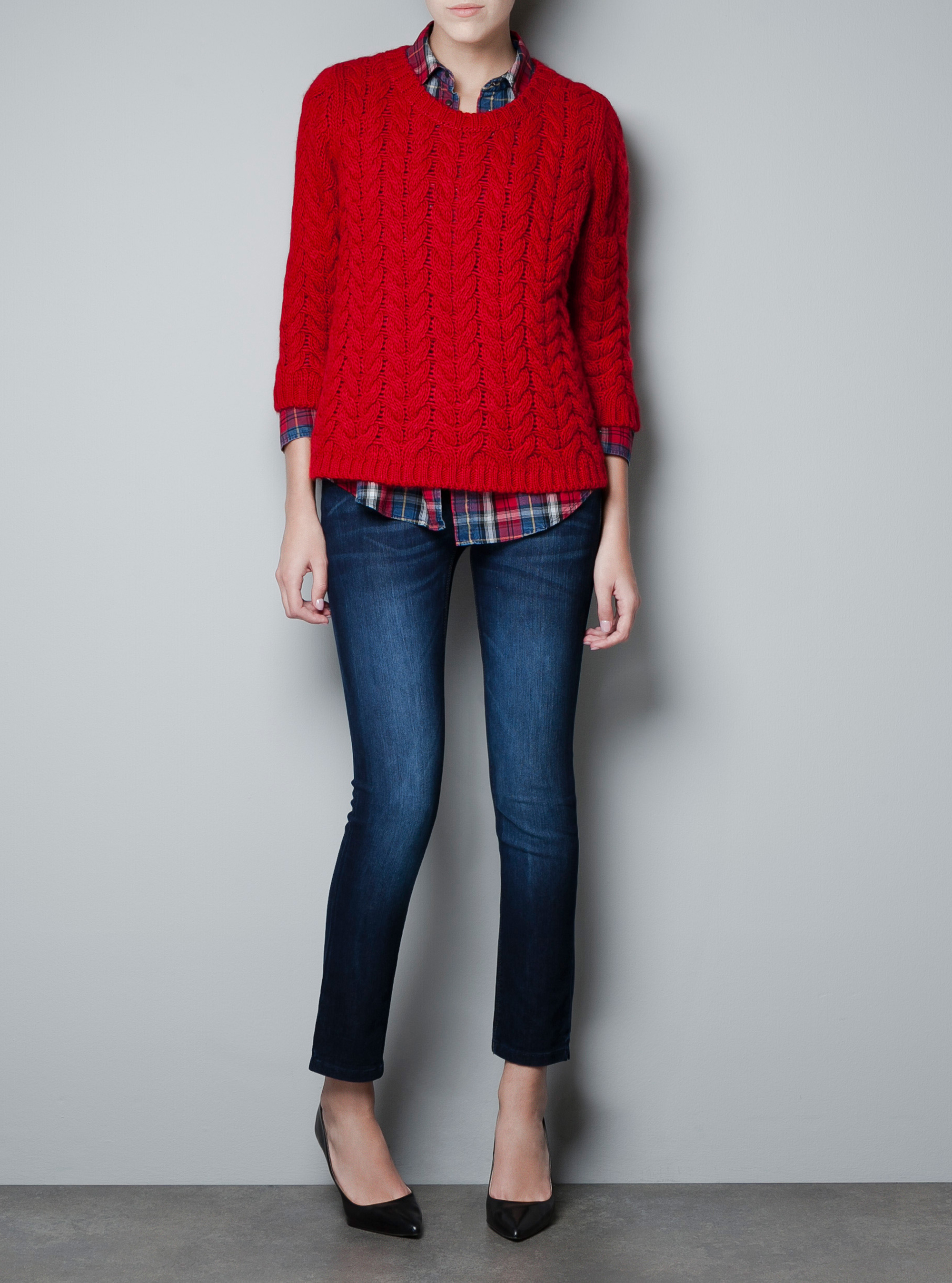 Zara Cable Knit Zip Sweater photo