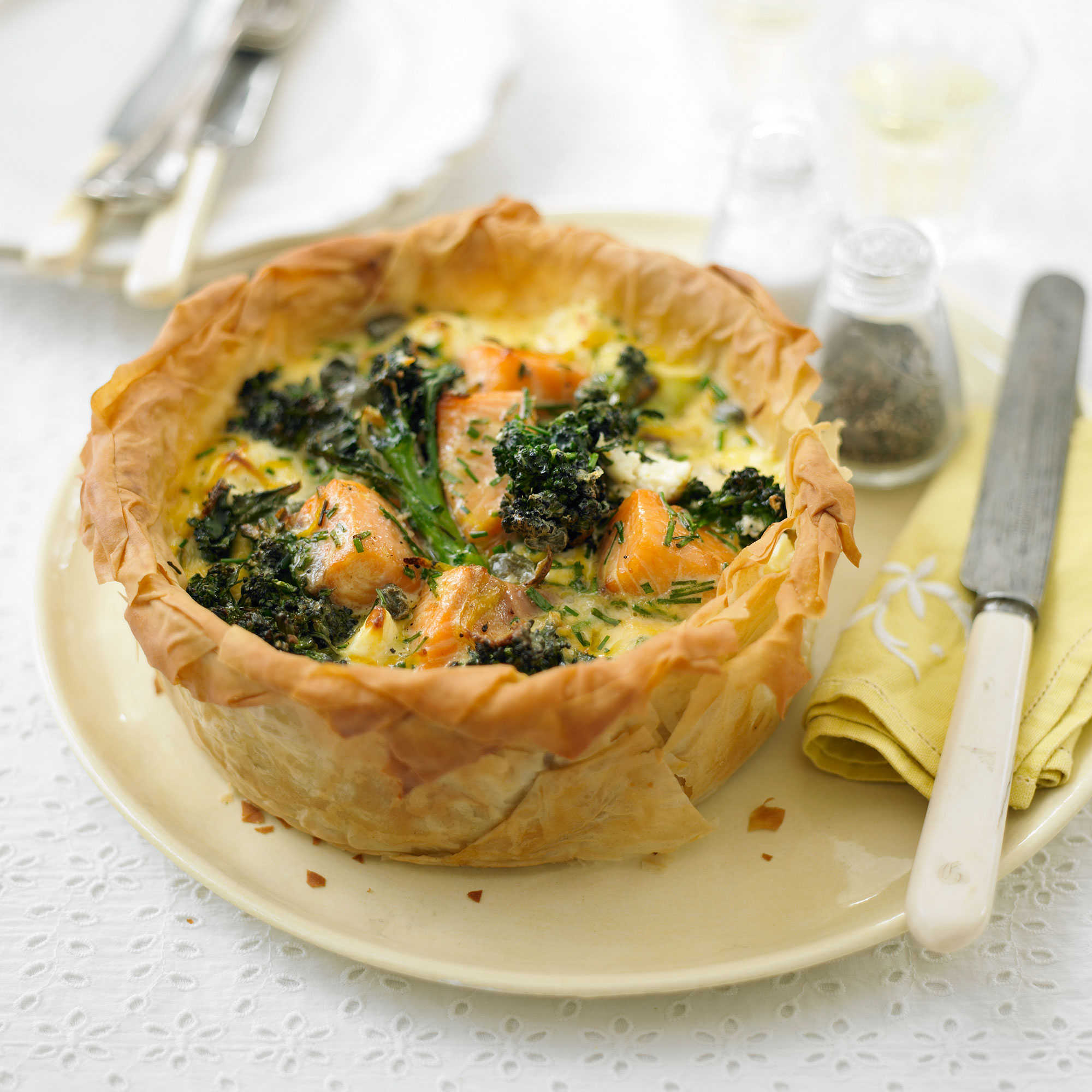 How To Make Salmon & Broccoli Filo Tart 
