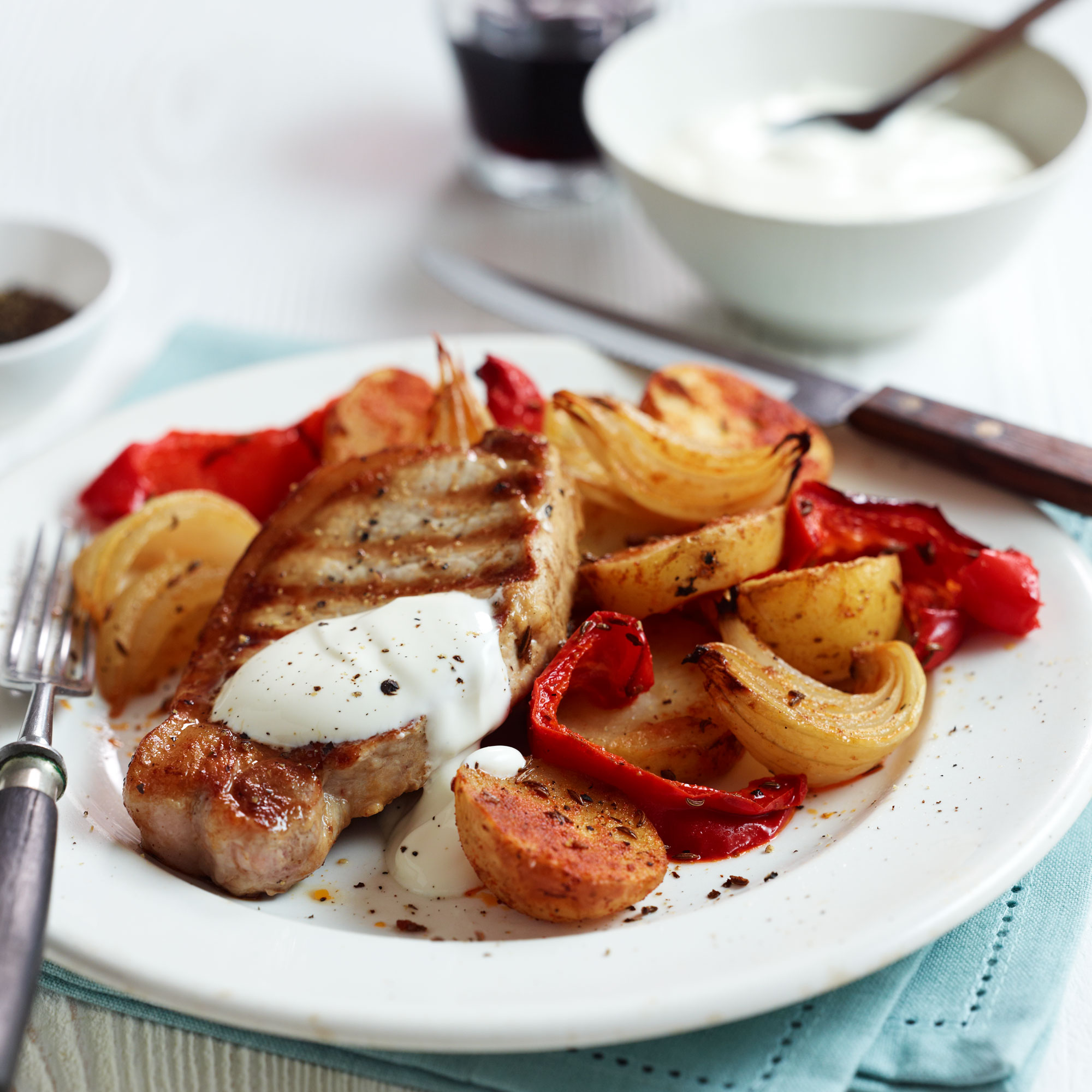 Pork Loin Steaks with Paprika Potatoes and Sour Cream Pork Loin Steaks with Paprika Potatoes and Sour Cream
