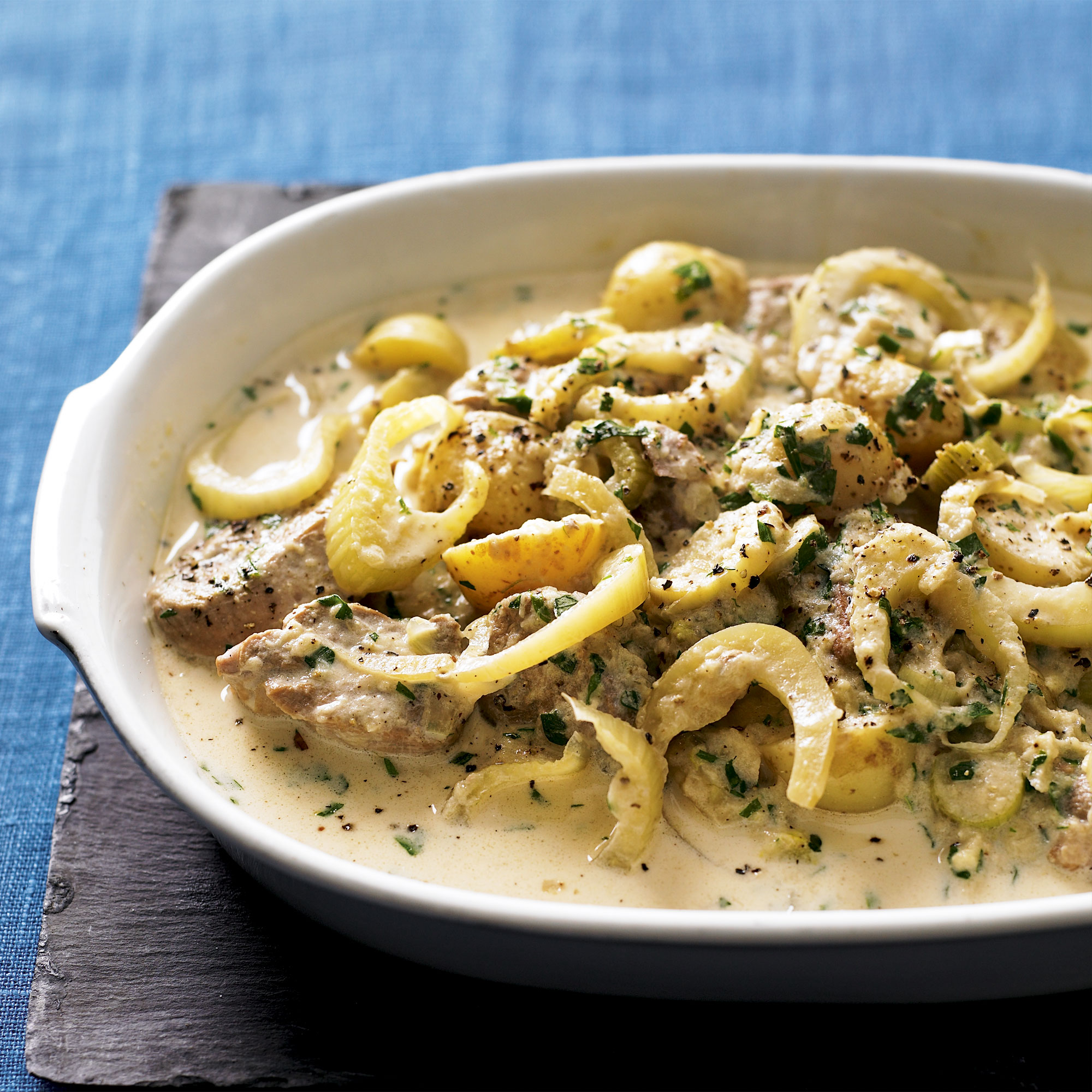 Tarragon pork and apple pan-fry Tarragon pork and apple pan-fry