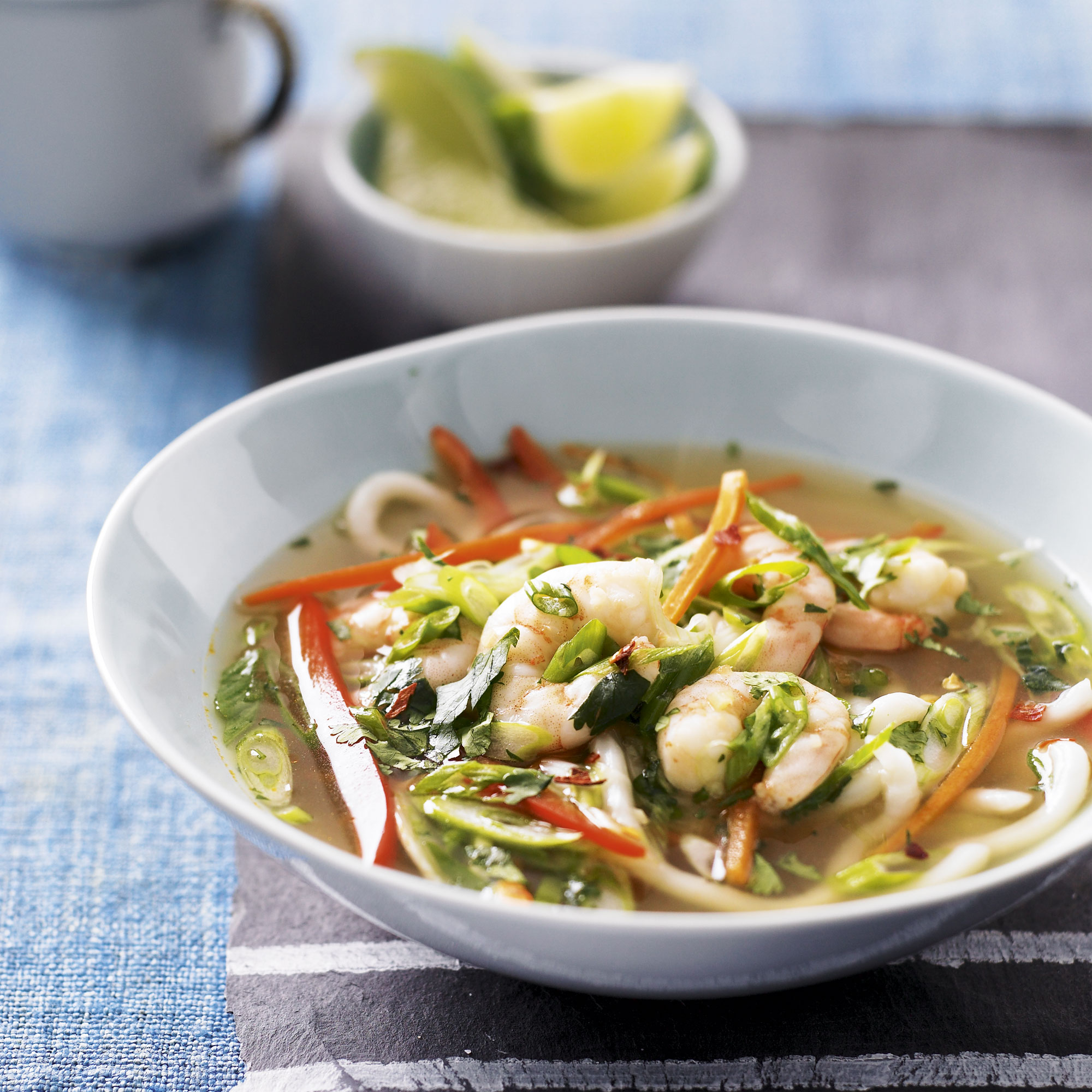Healthy prawn noodle bowl