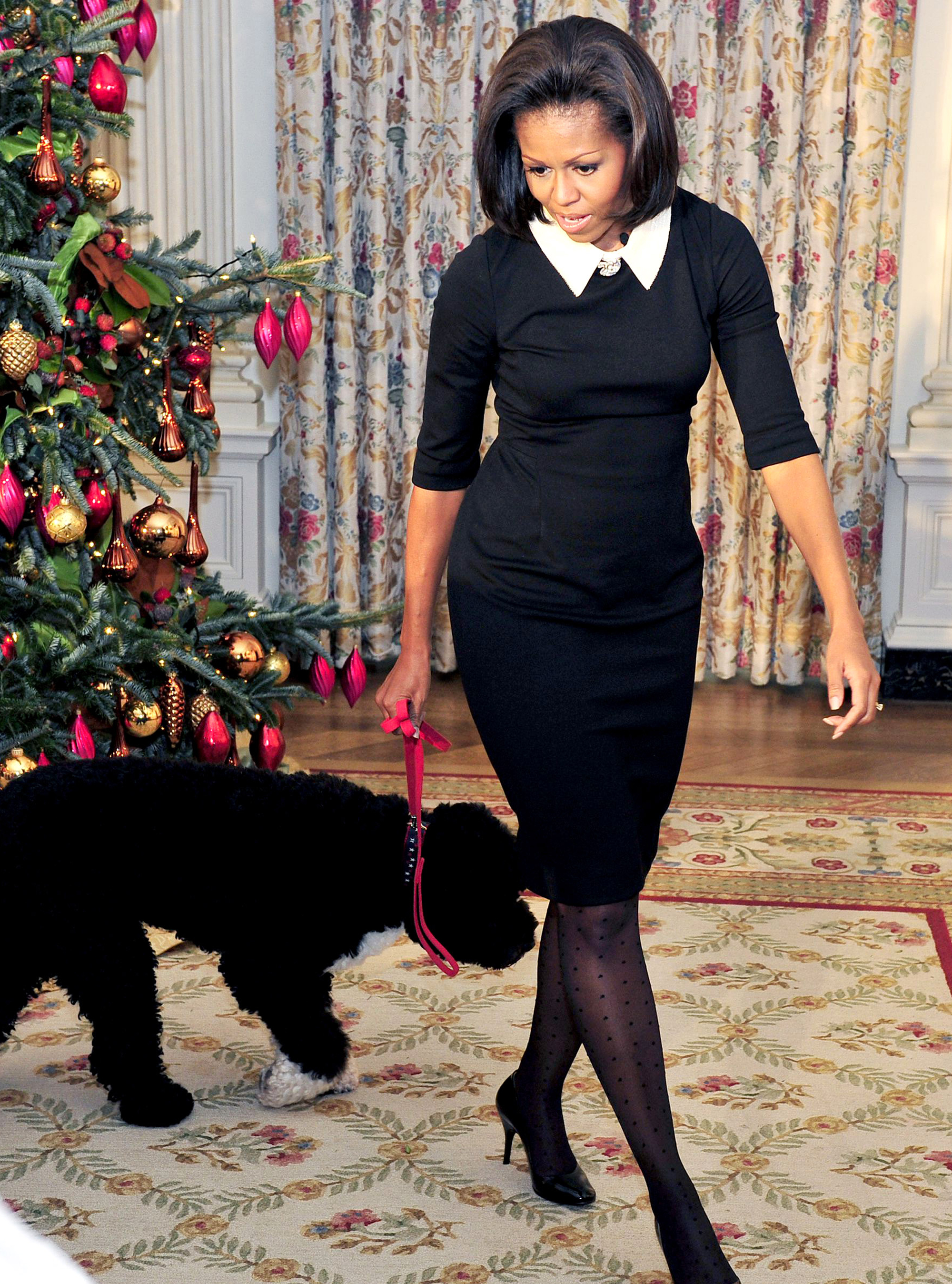 white collar polka tights Michelle Obama Fashion photo