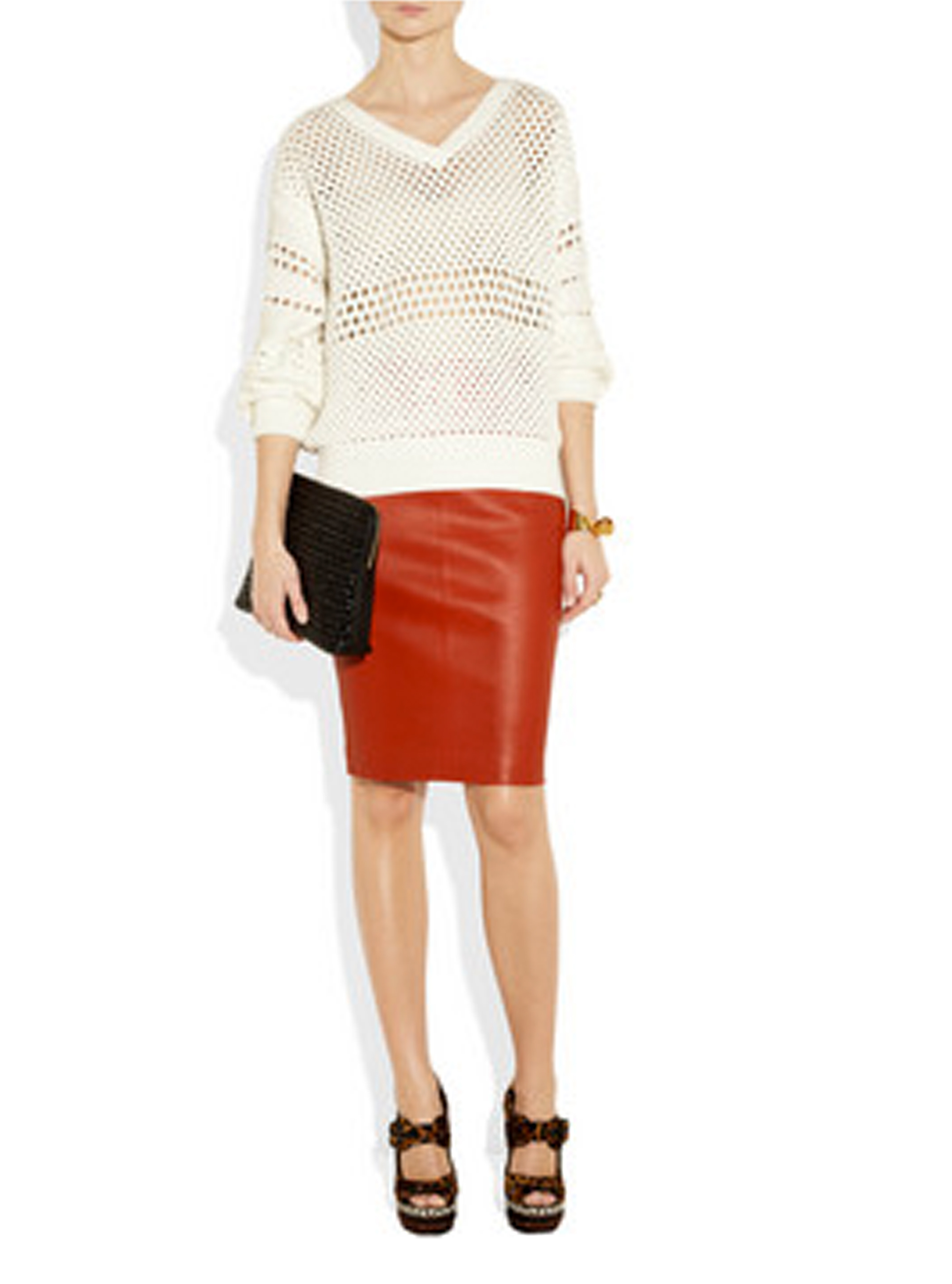 Joseph Stretch-leather pencil skirt