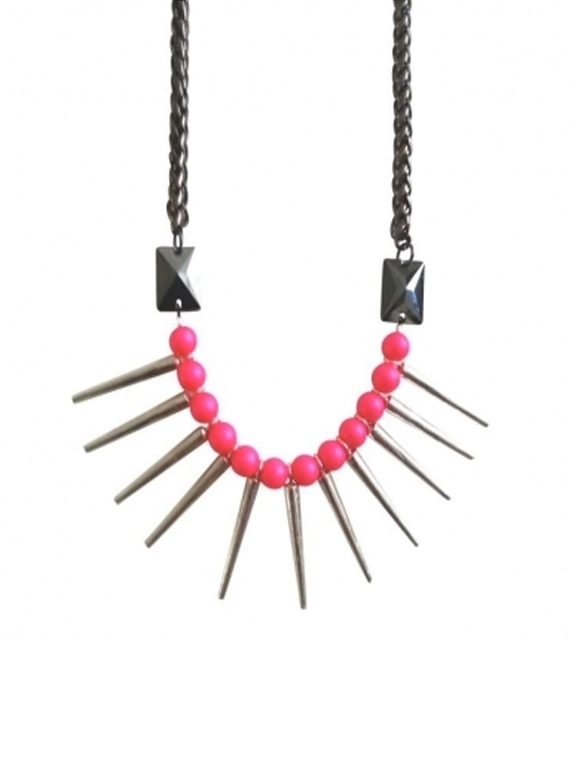Eastern Mystic Glam Punk Tribe Neon Pink Necklace