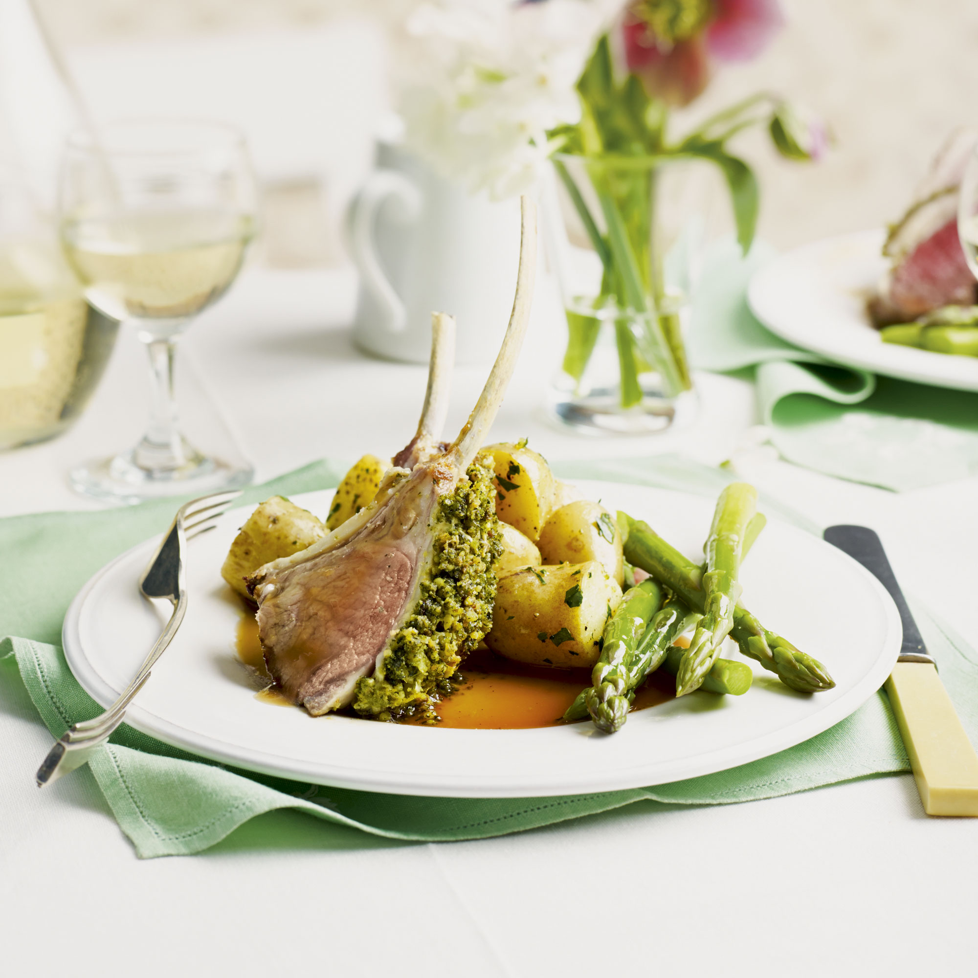 Mint Pesto-Crusted Rack of Lamb mint pesto-crusted rack of lamb - rack of lamb recipe - mint pesto - pesto - woman and home