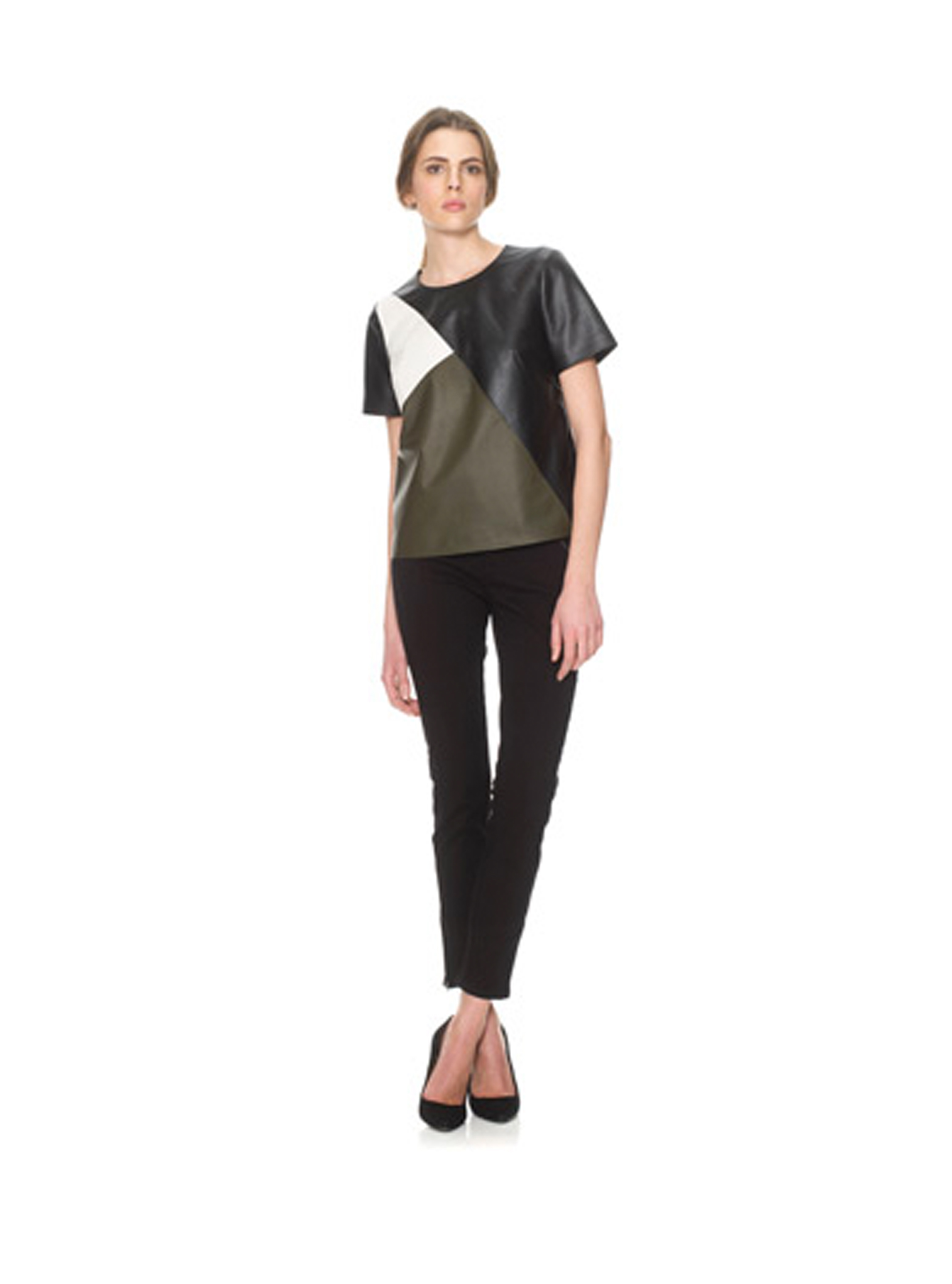Whistles Colour Block Leather Top