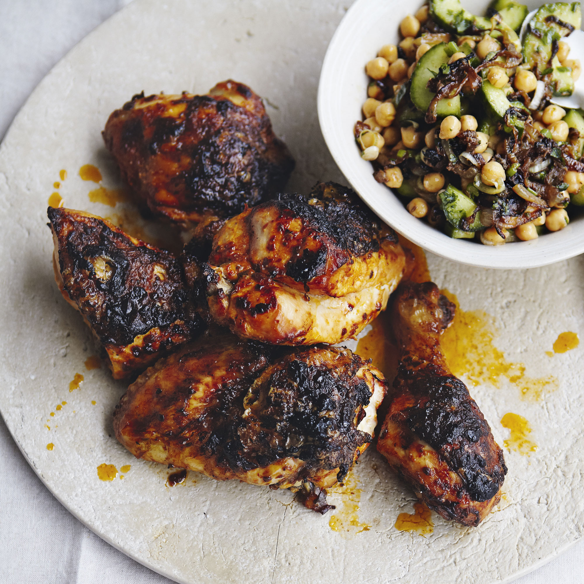 Harissa chicken with chickpea salad Harissa chicken with chickpea salad