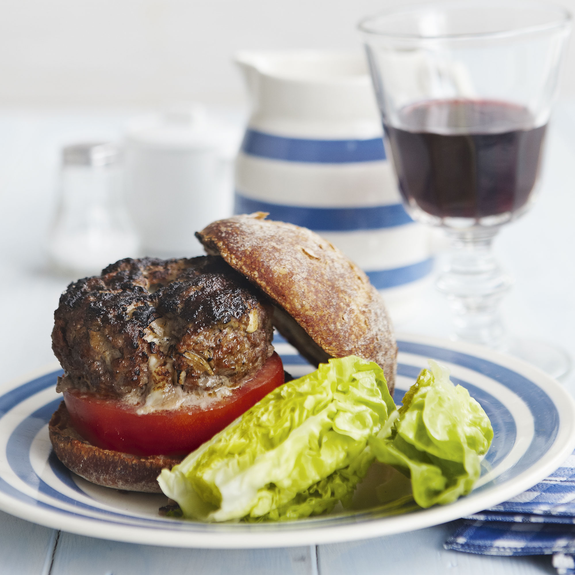 Melting mozzarella steak burger 