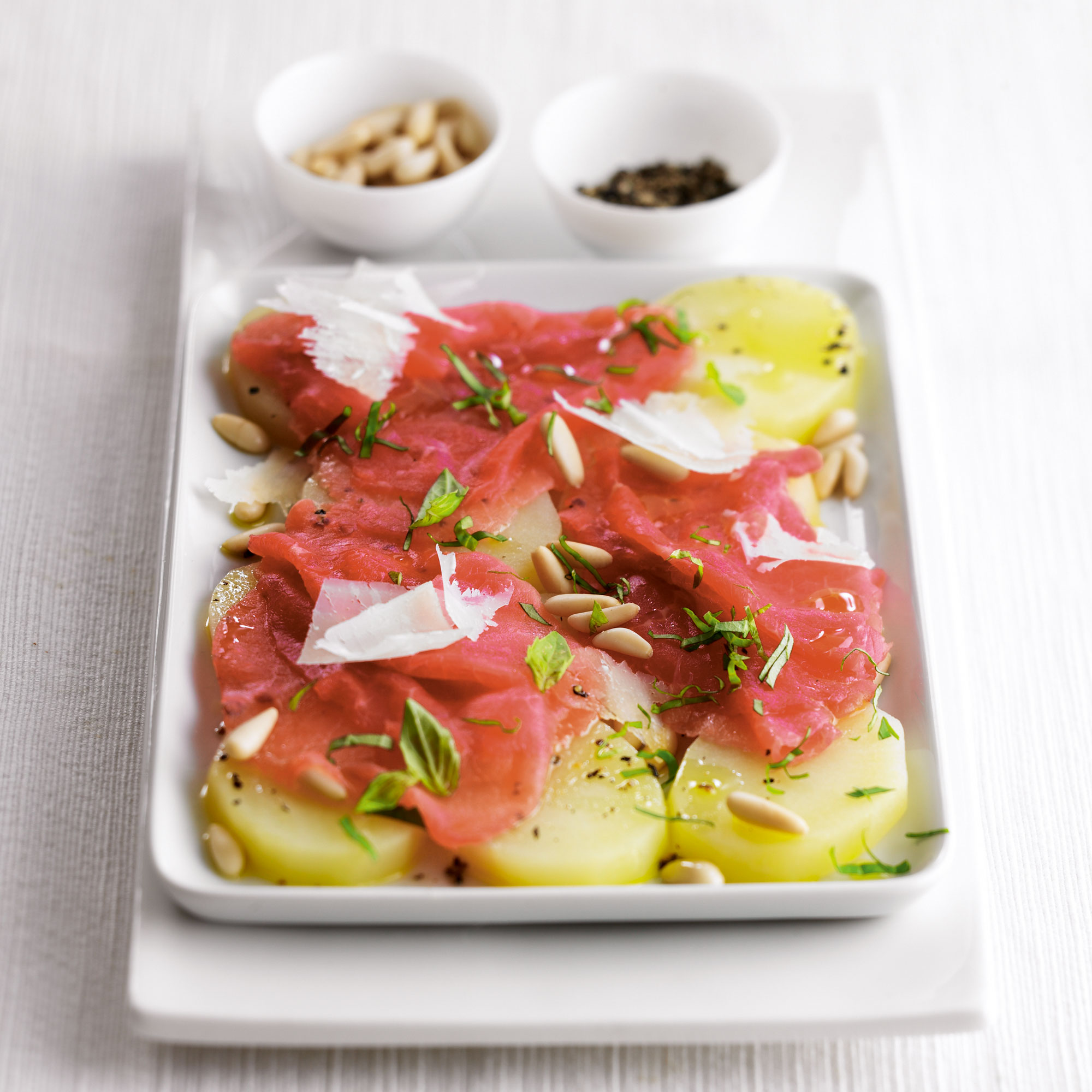Carpaccio with potato salad