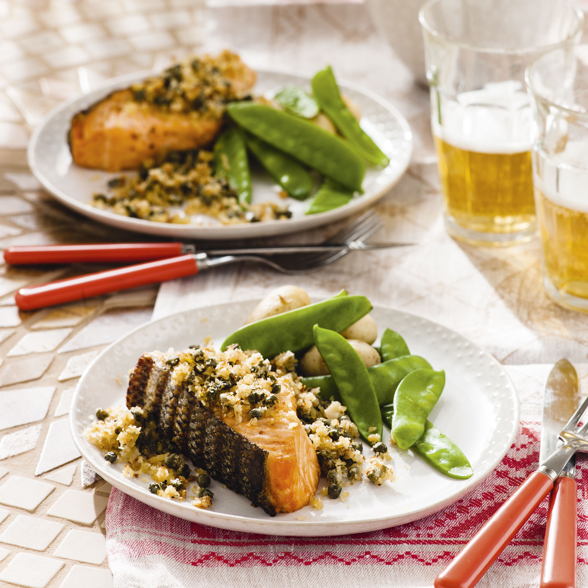 Crispy salmon with capers and Parmesan Crispy salmon with capers and Parmesan