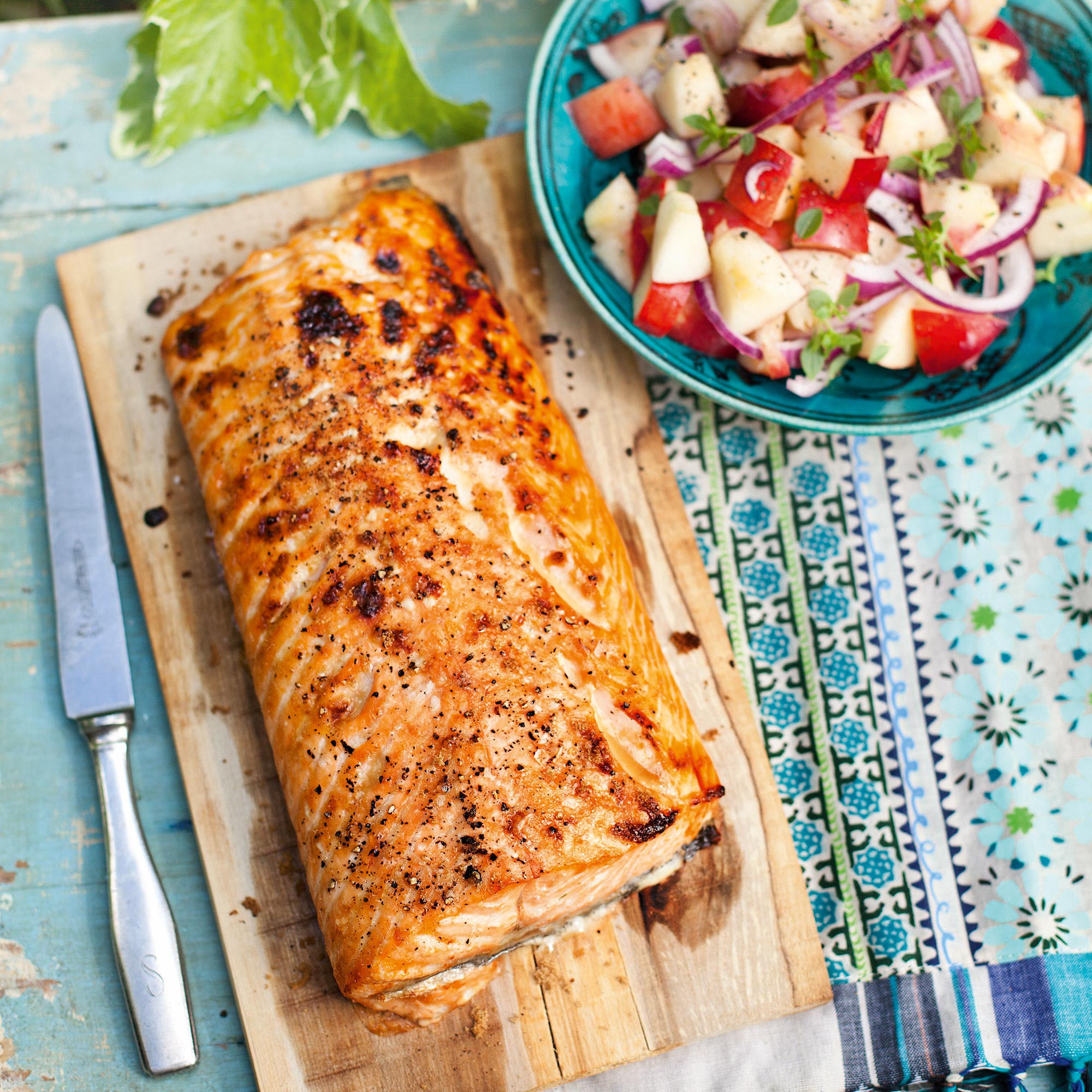 Planked salmon with nectarine salsa Planked salmon with nectarine salsa