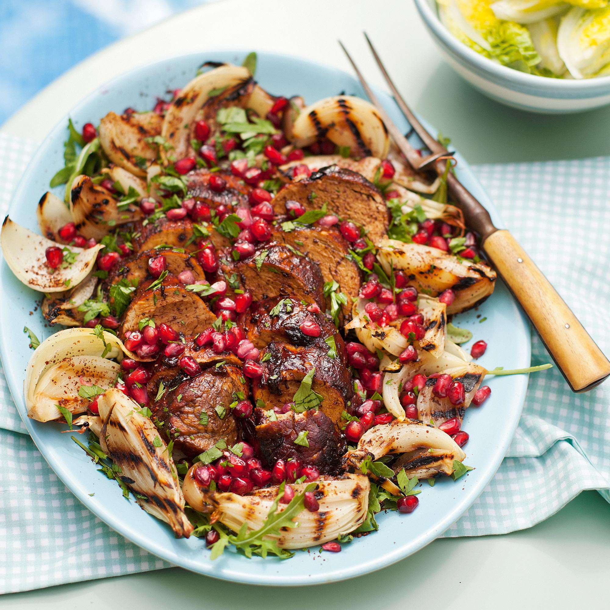Pork Tenderloin with Onion Salad Pork Tenderloin With Onion Salad-woman and home