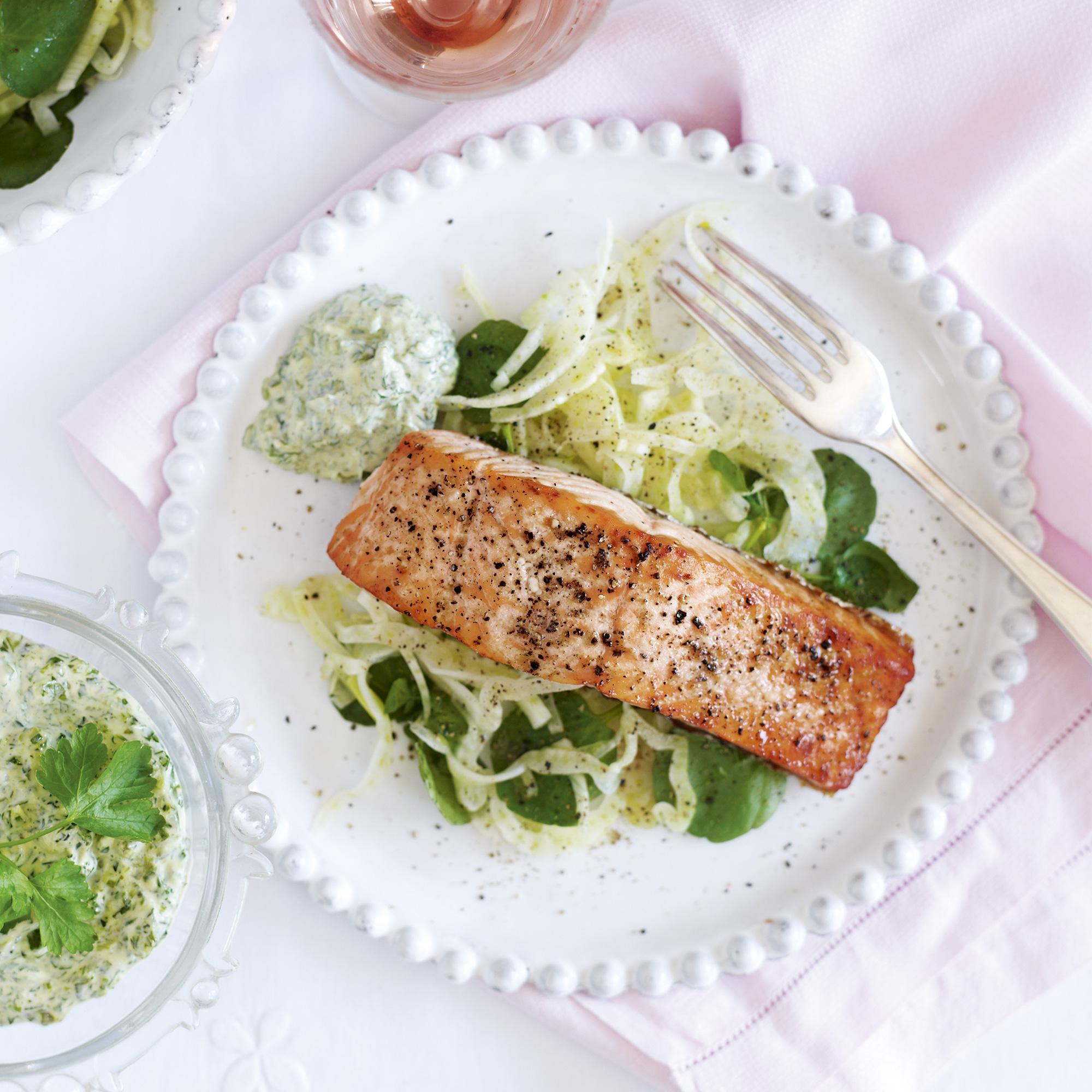 Grilled salmon with sauce verte Grilled salmon with sauce verte