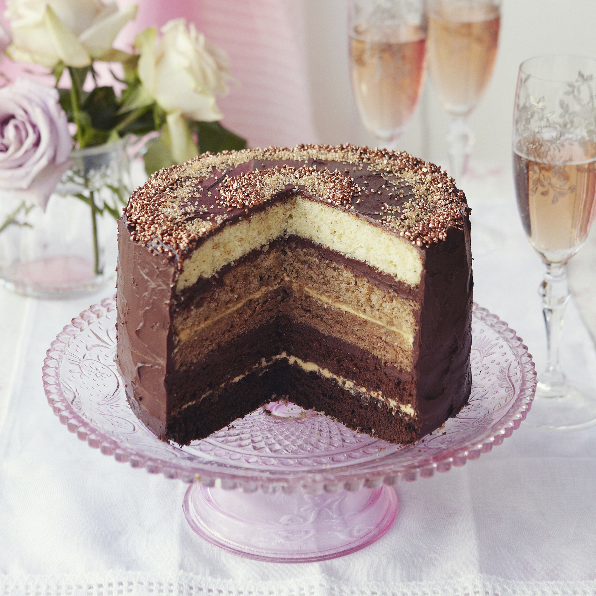 Chocolate ombré cake with salted caramel Chocolate ombré cake with salted caramel