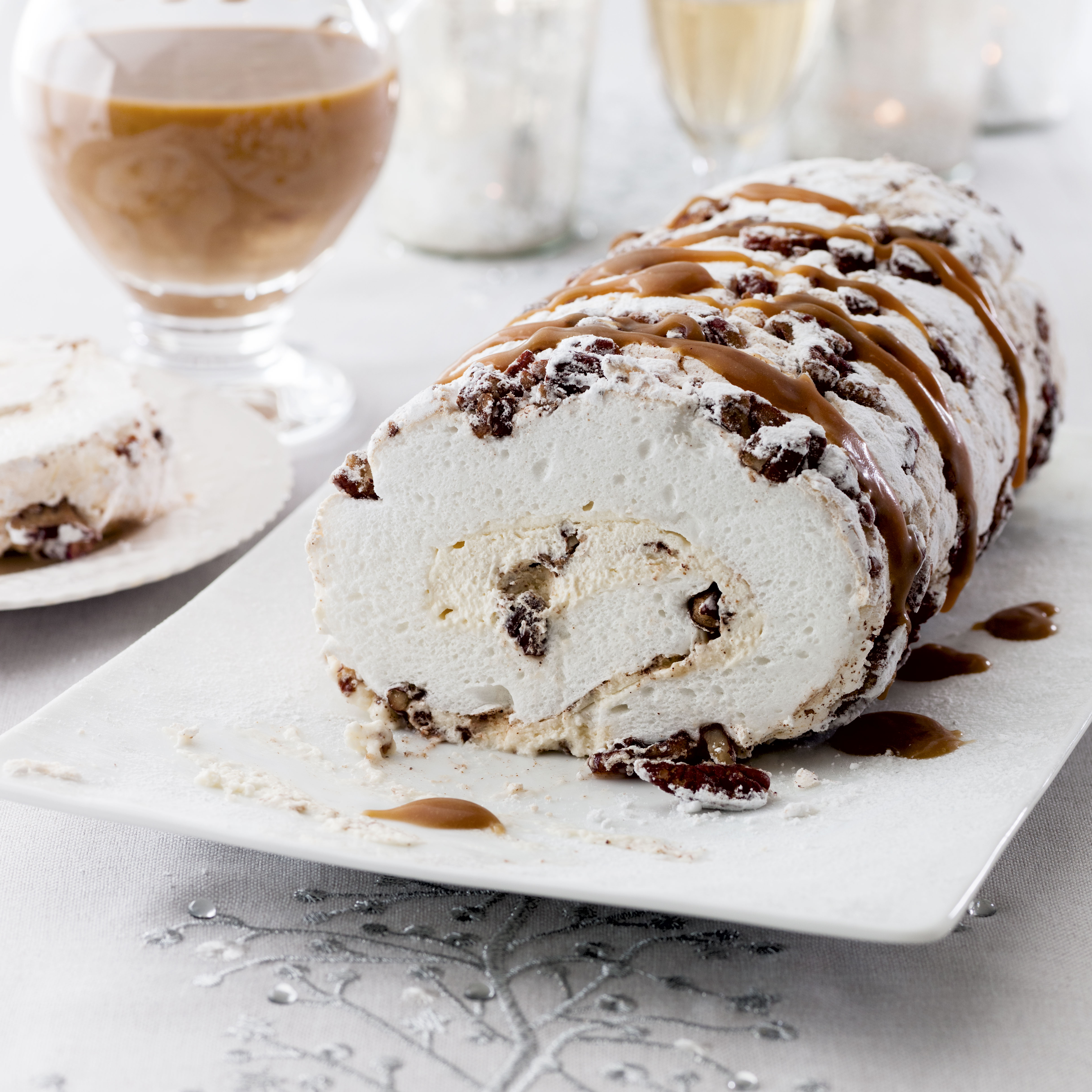 Pecan and Maple Meringue Roulade Pecan and Maple Meringue Roulade