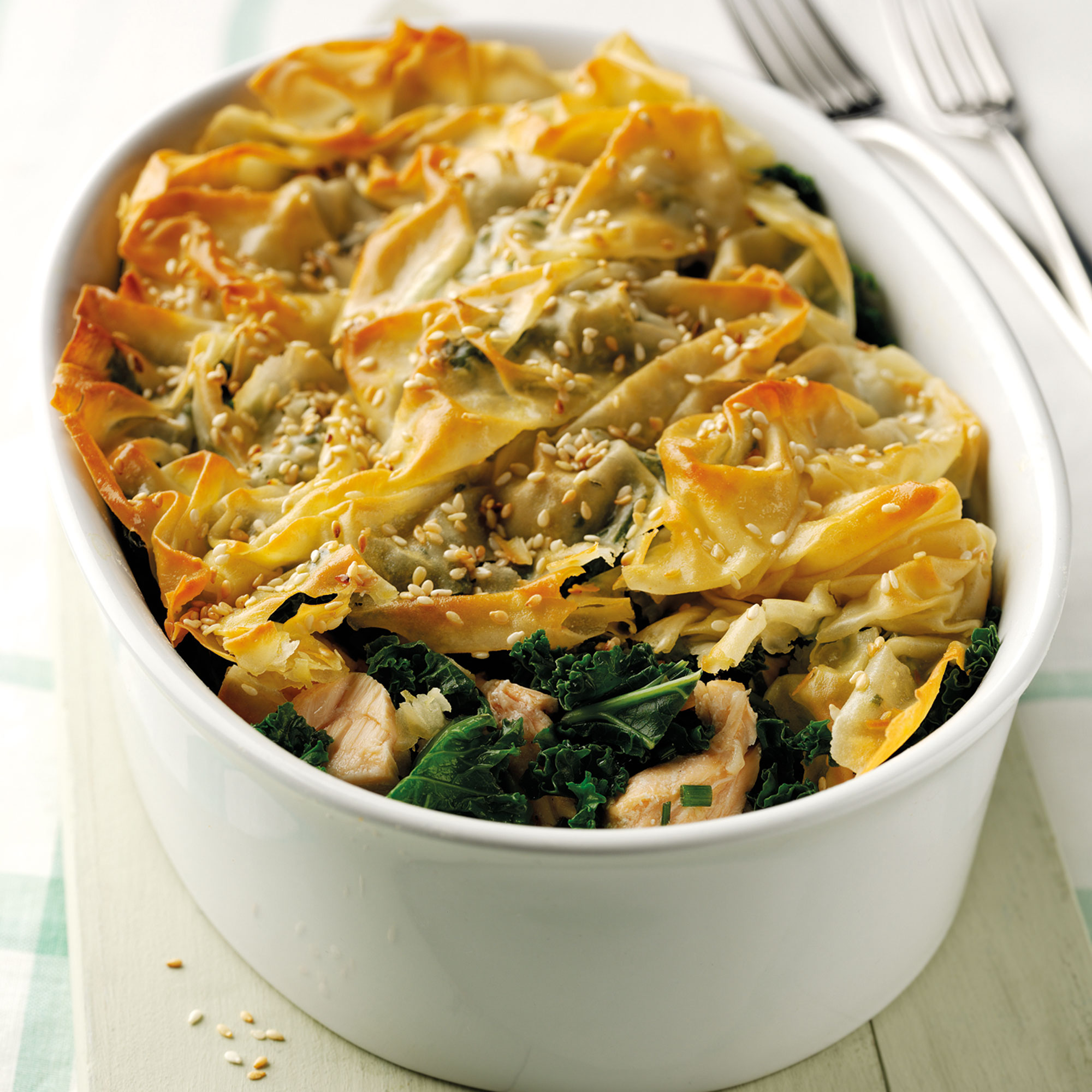 Salmon and Kale Filo Pie salmon and kale filo pie photo