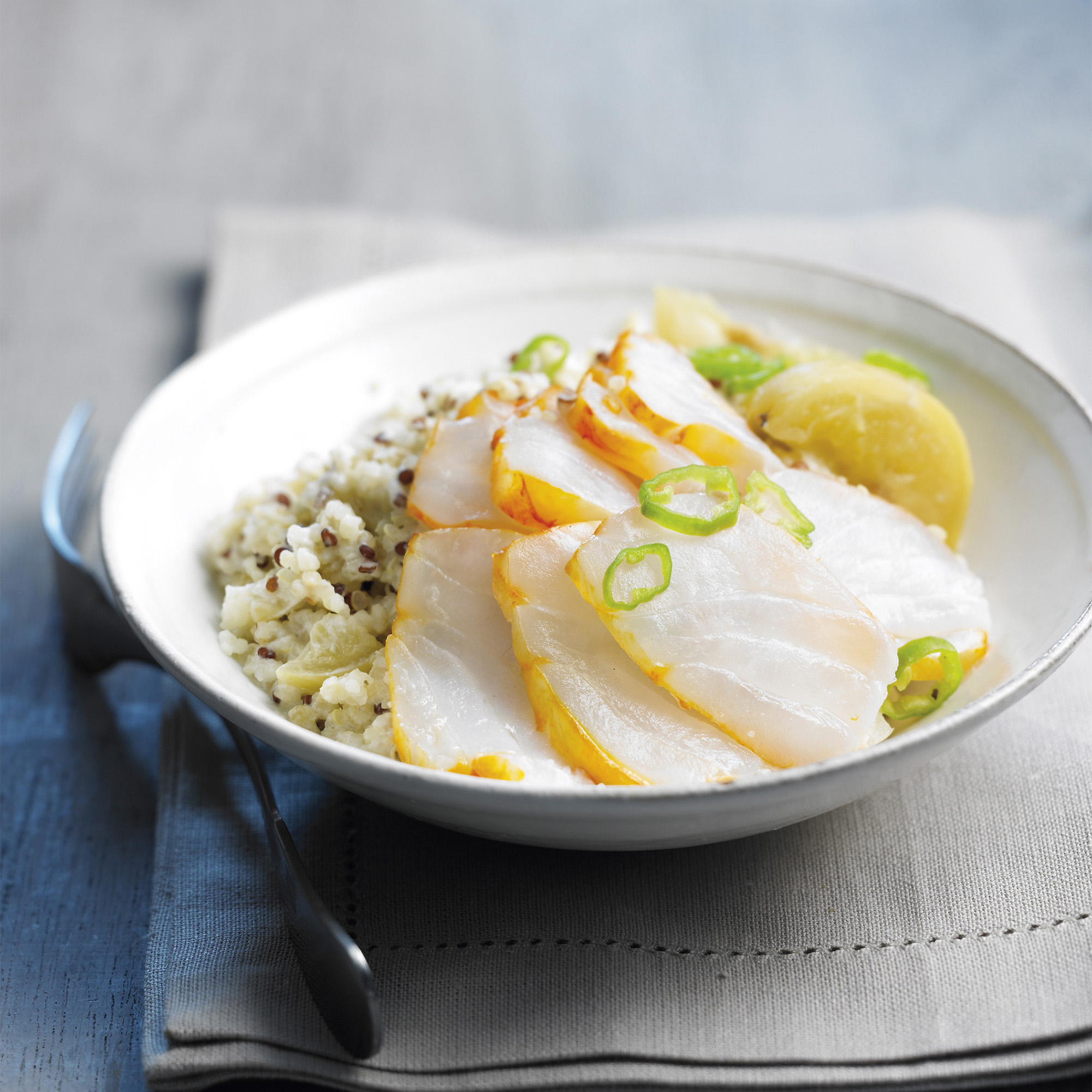 Lime and Lemon Smoked Haddock Carpaccio with Quinoa, Couscous and Bulgur Wheat Lime and Lemon Smoked Haddock Carpaccio with Quinoa, Couscous and Bulgur Wheat