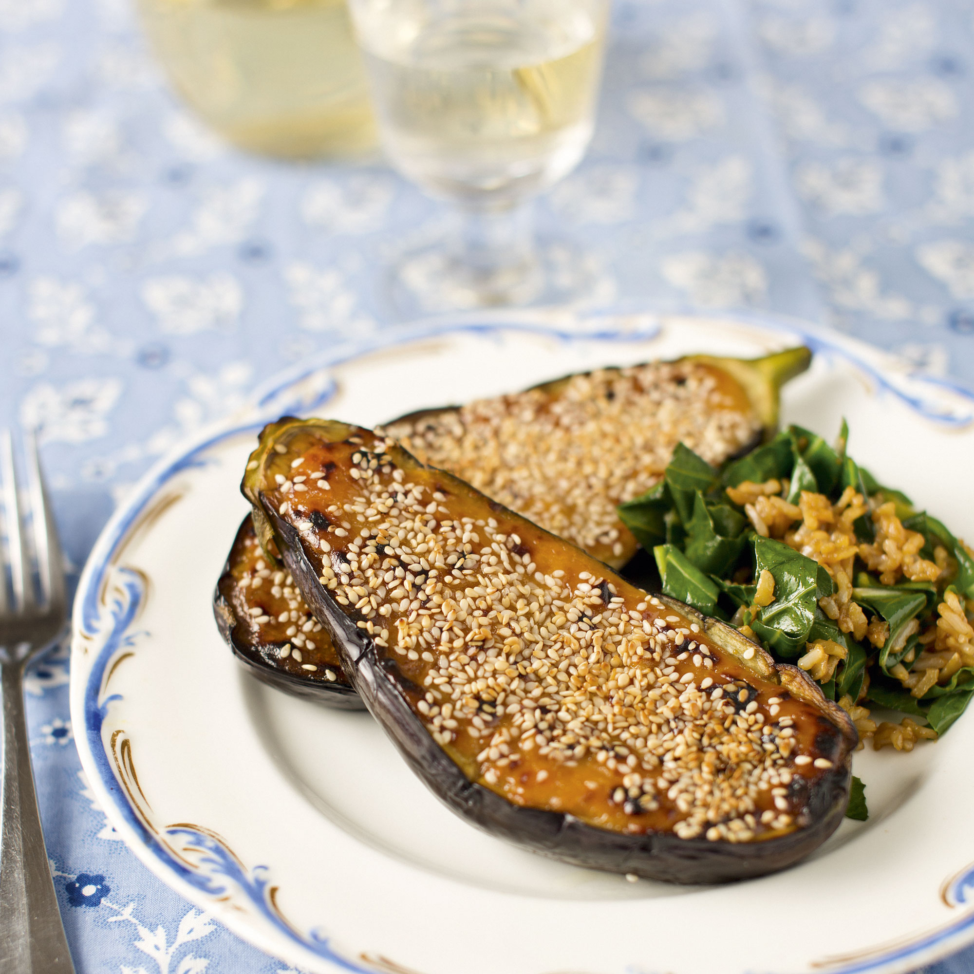 Grilled Aubergine with Miso and Sesame Photo of Grilled Aubergine with miso and sesame