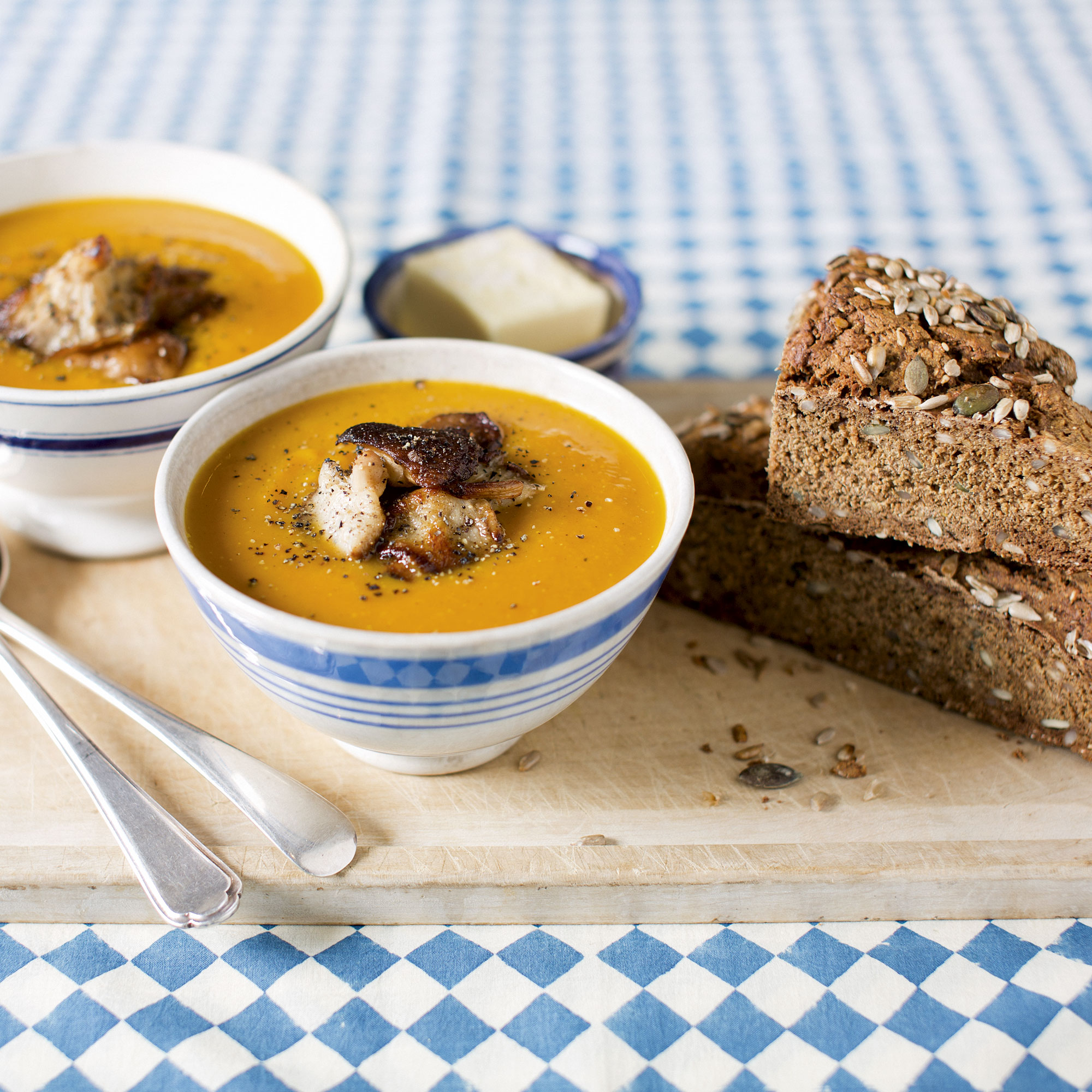 Butternut Squash Soup Photo of Butternut Squash Soup with shiitake mushrooms & rye soda bread
