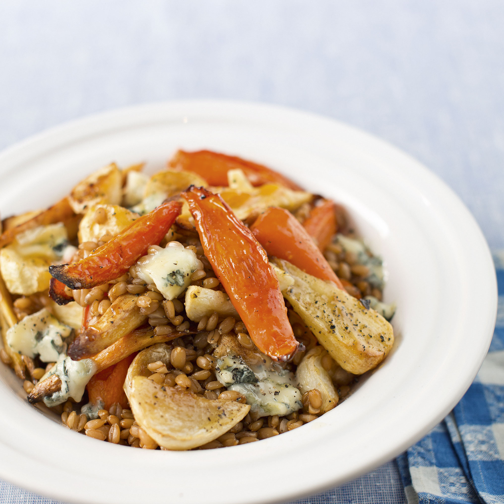 Roasted Winter Vegetables with Spelt and Blue Cheese Roasted Winter Vegetables with Spelt and Blue Cheese