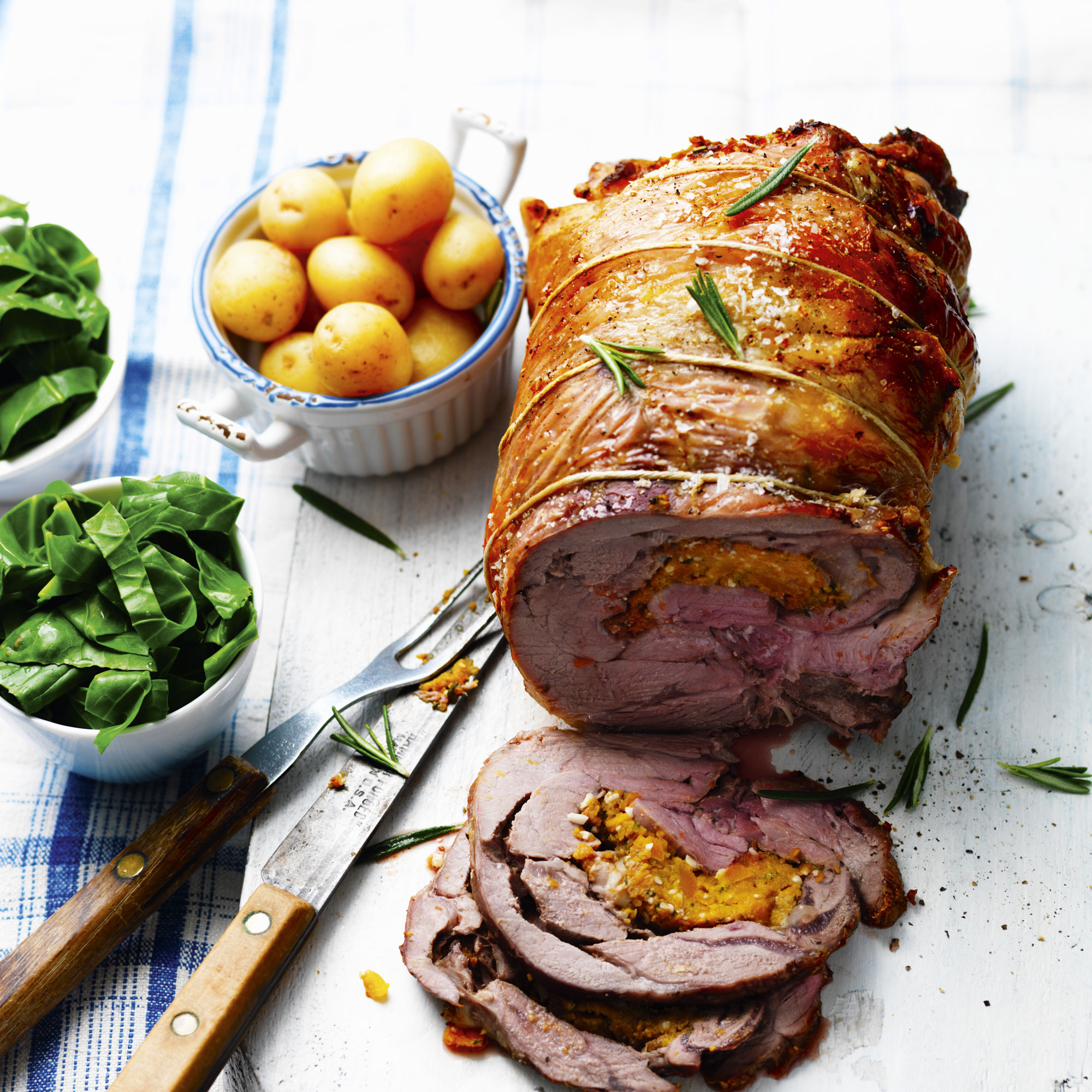 Roast leg of lamb with sweet potato stuffing Roast leg of lamb with sweet potato stuffing