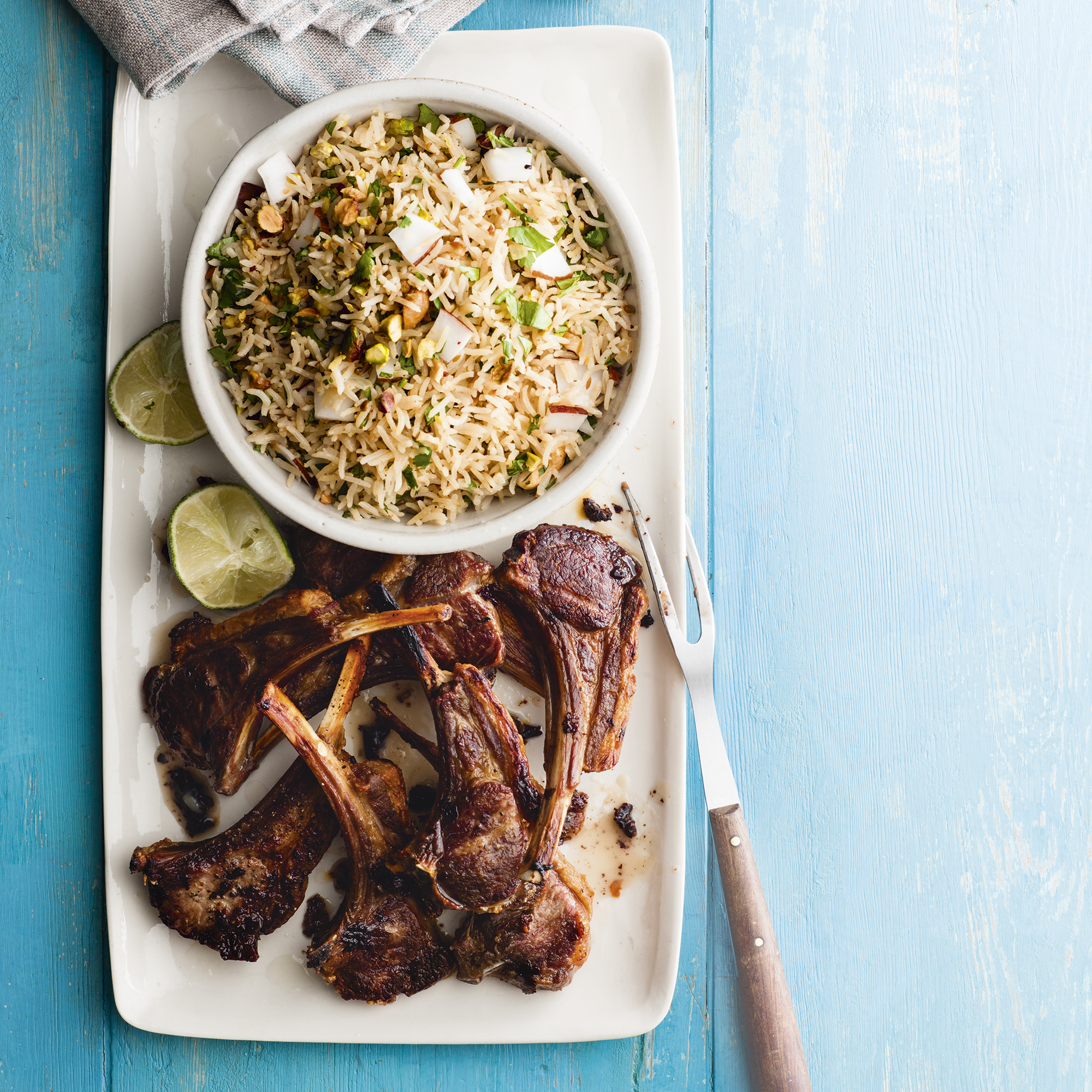 Lamb Cutlets with Coconut Rice Pilaf Lamb cutlets with coconut rice pilaf recipe