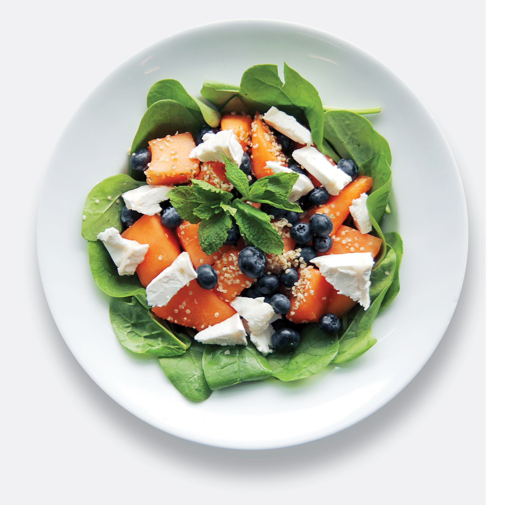 Goats' Cheese, Melon and Spinach Salad Goats' Cheese, Melon and Spinach Salad