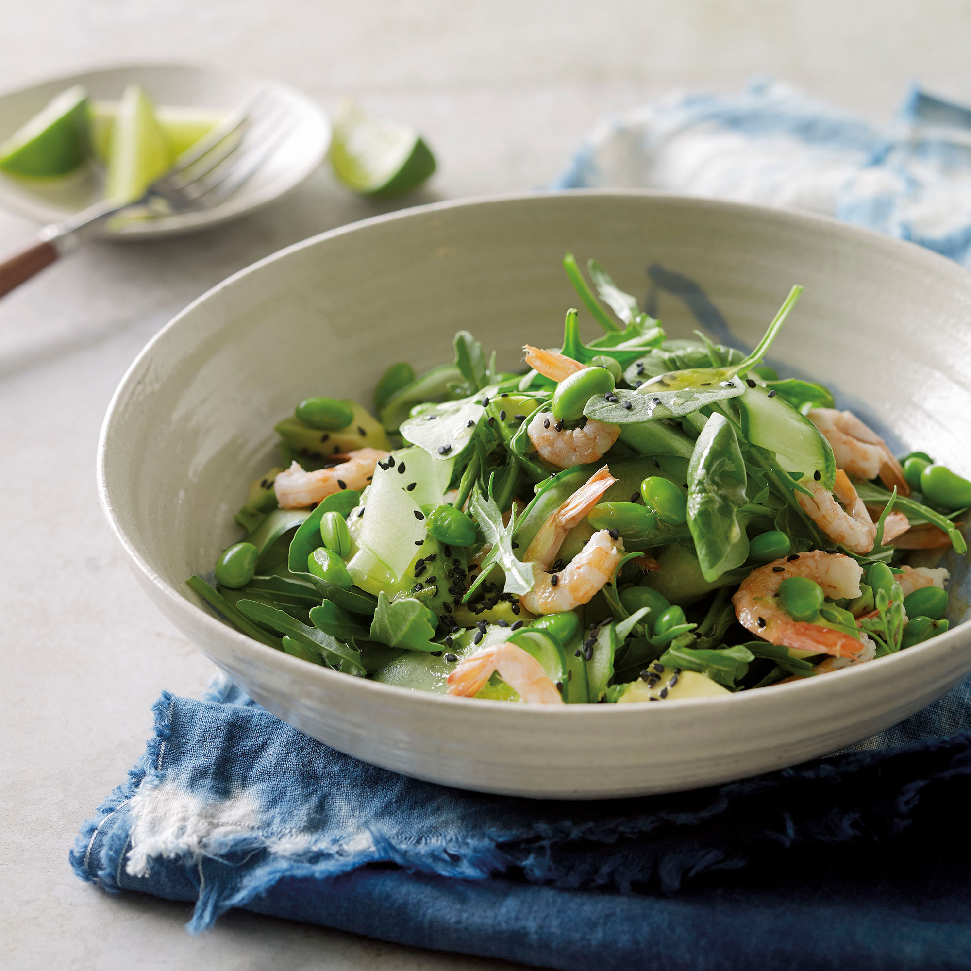 Prawn, avocado and edamame salad Prawn, avocado and edamame salad