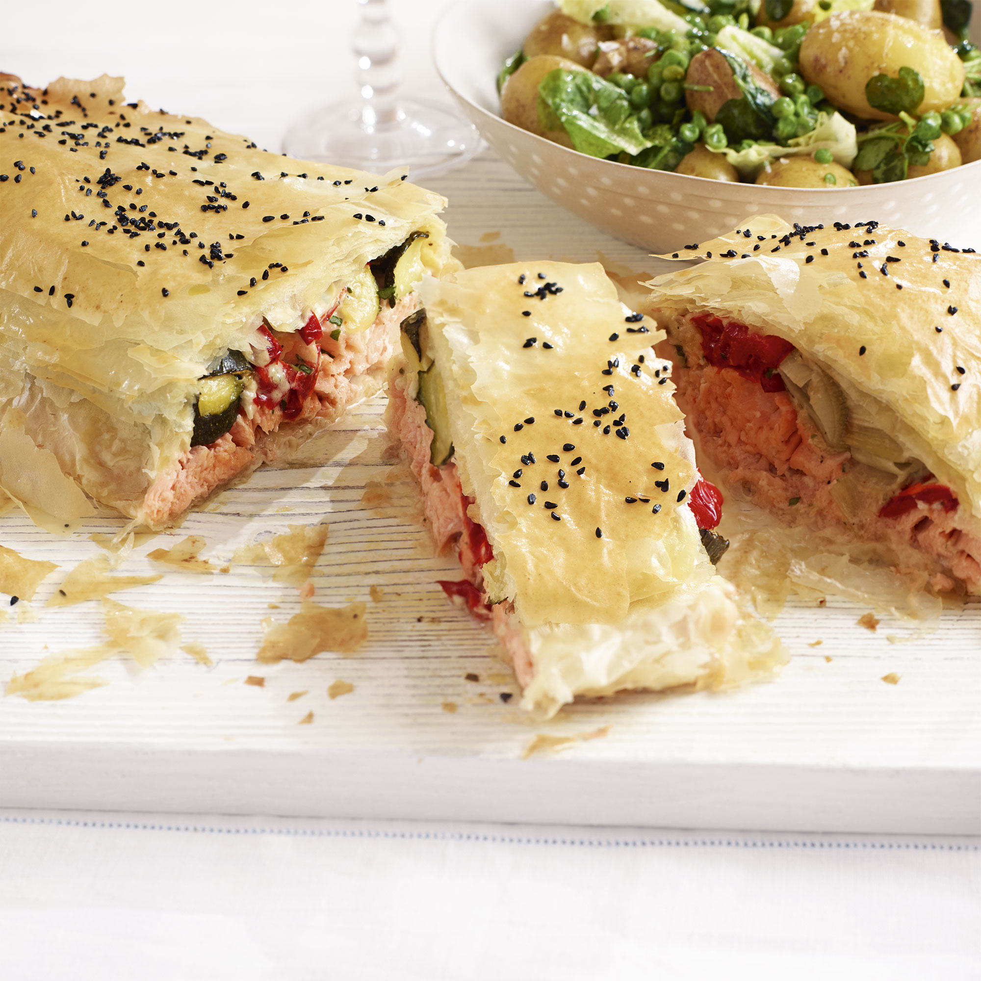 Salmon and Roasted Vegetables in Filo Salmon and Roasted Vegetables in Filo photo