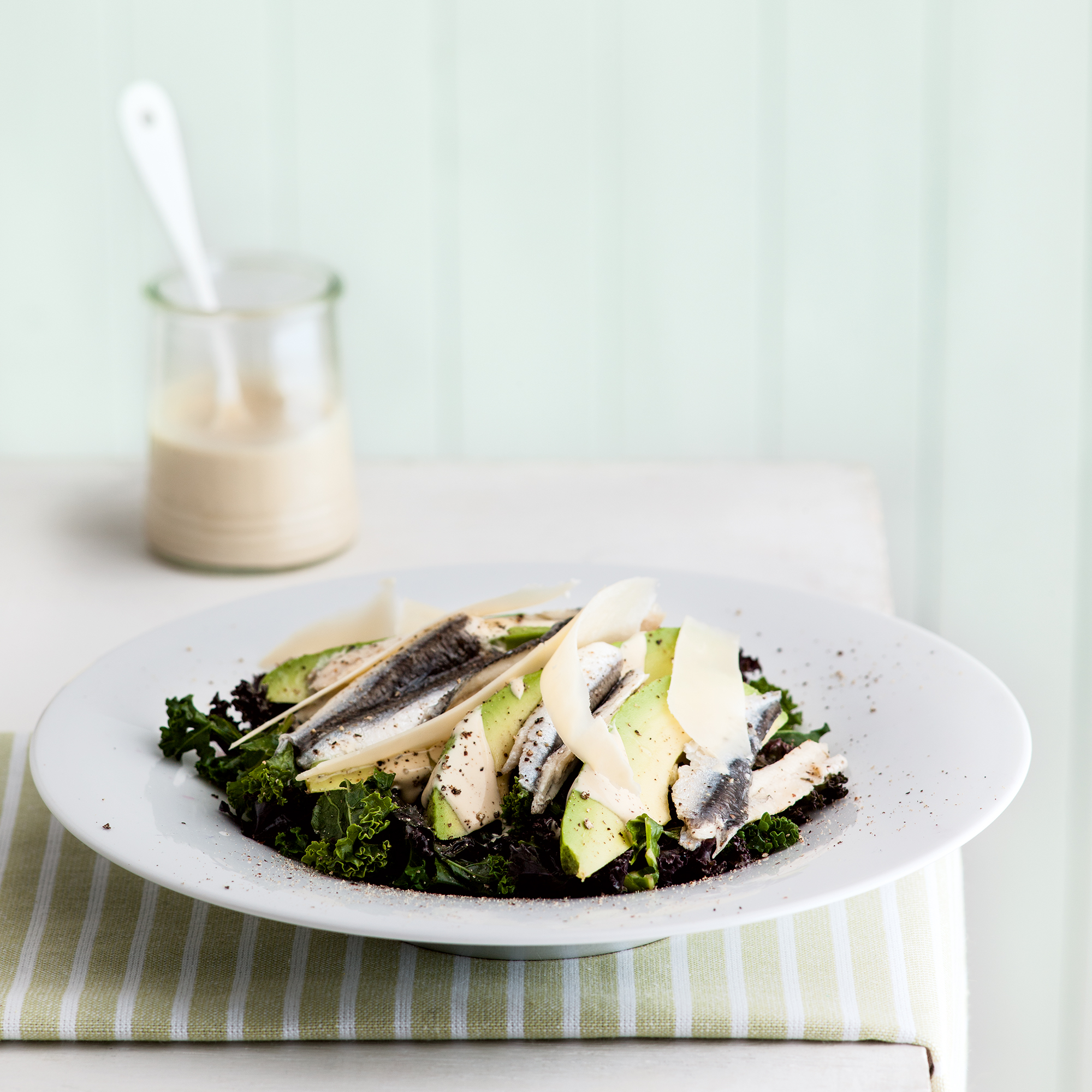 Anchovy, Avocado and Kale Caesar Salad Anchovy, Avocado and Kale Caesar Salad