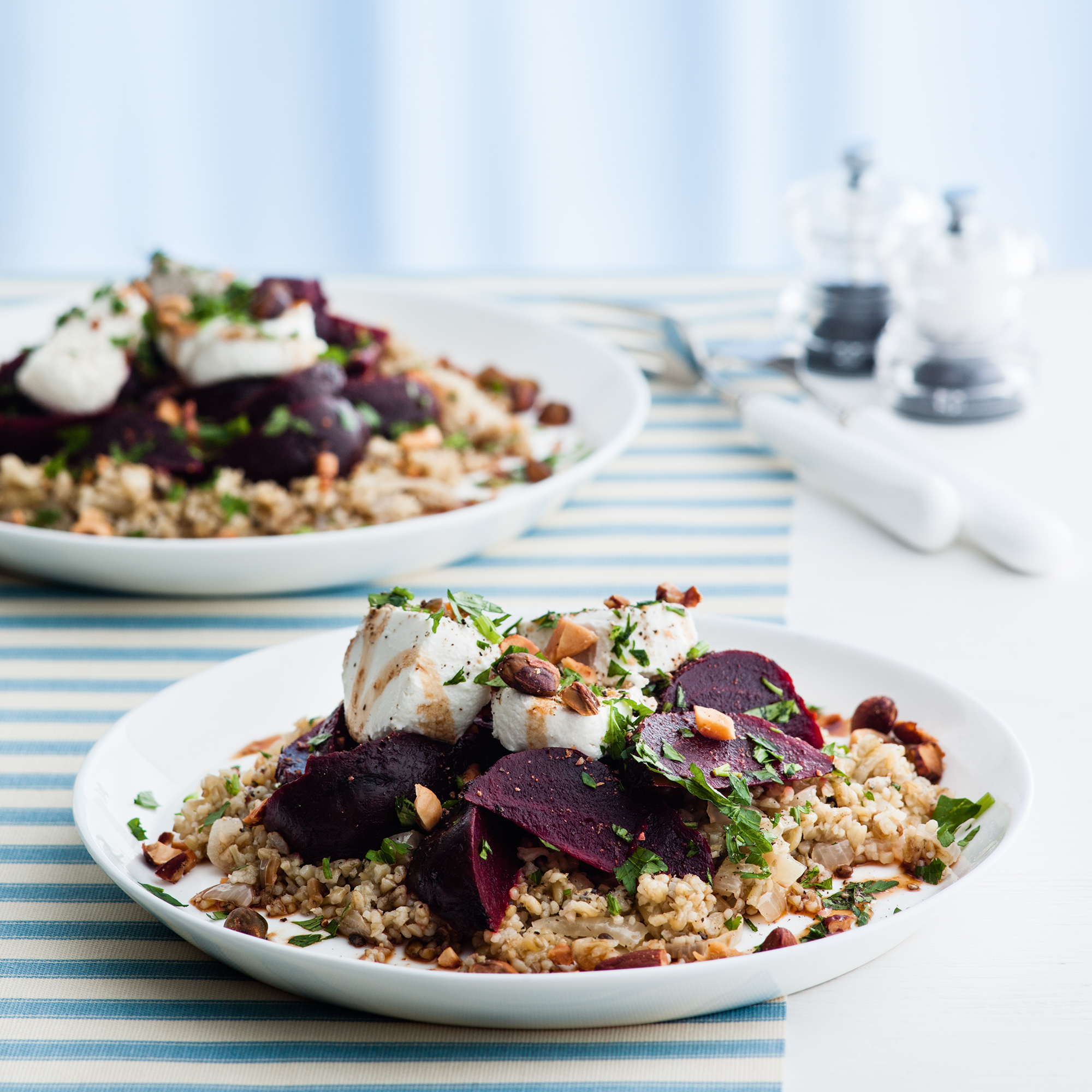 Freekeh Pilaf with Beetroot, Goats' Cheese and Nuts Freekeh Pilaf with Beetroot, Goats' Cheese and Nuts