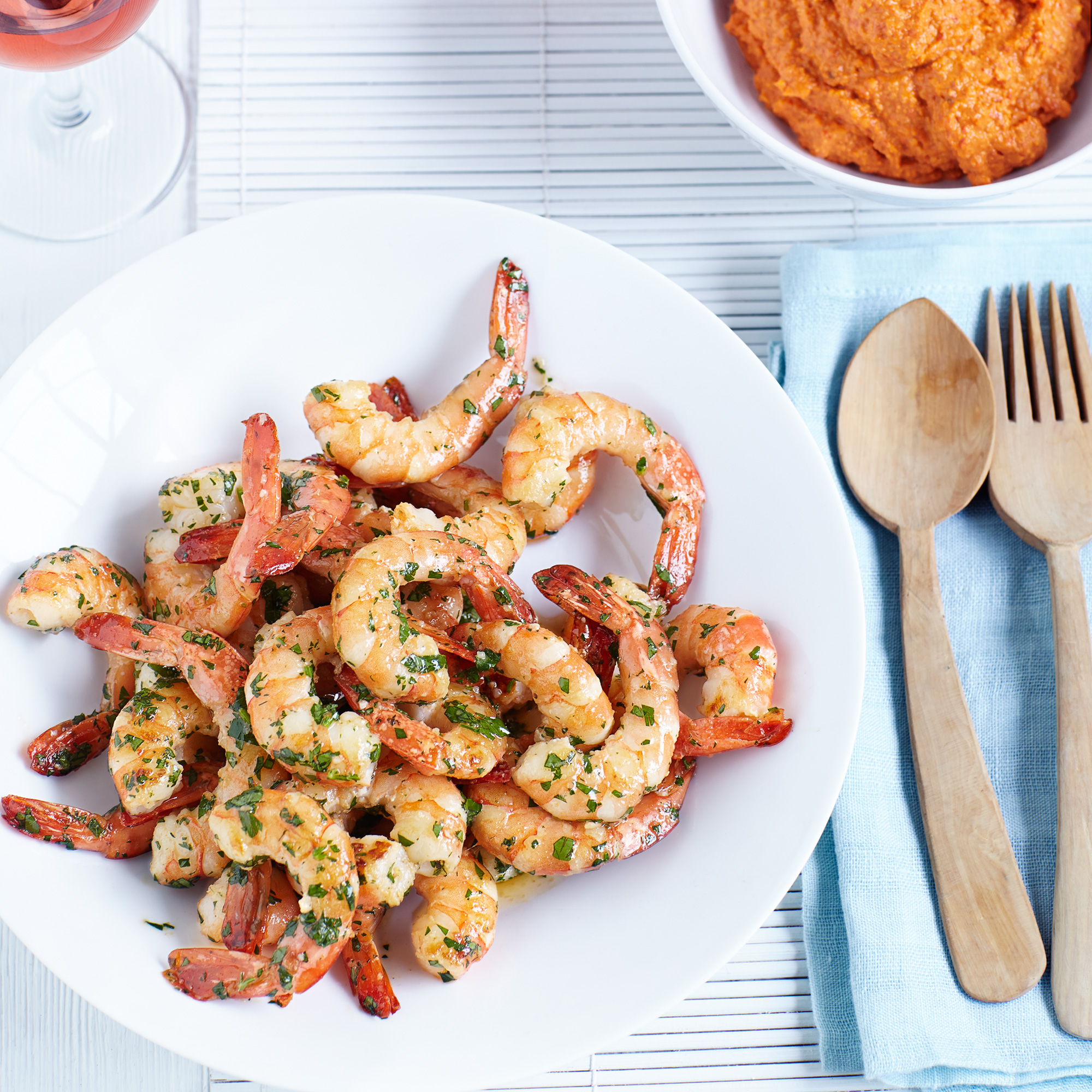 Garlic Prawns With Romesco Sauce Garlic Prawns With Romesco Sauce