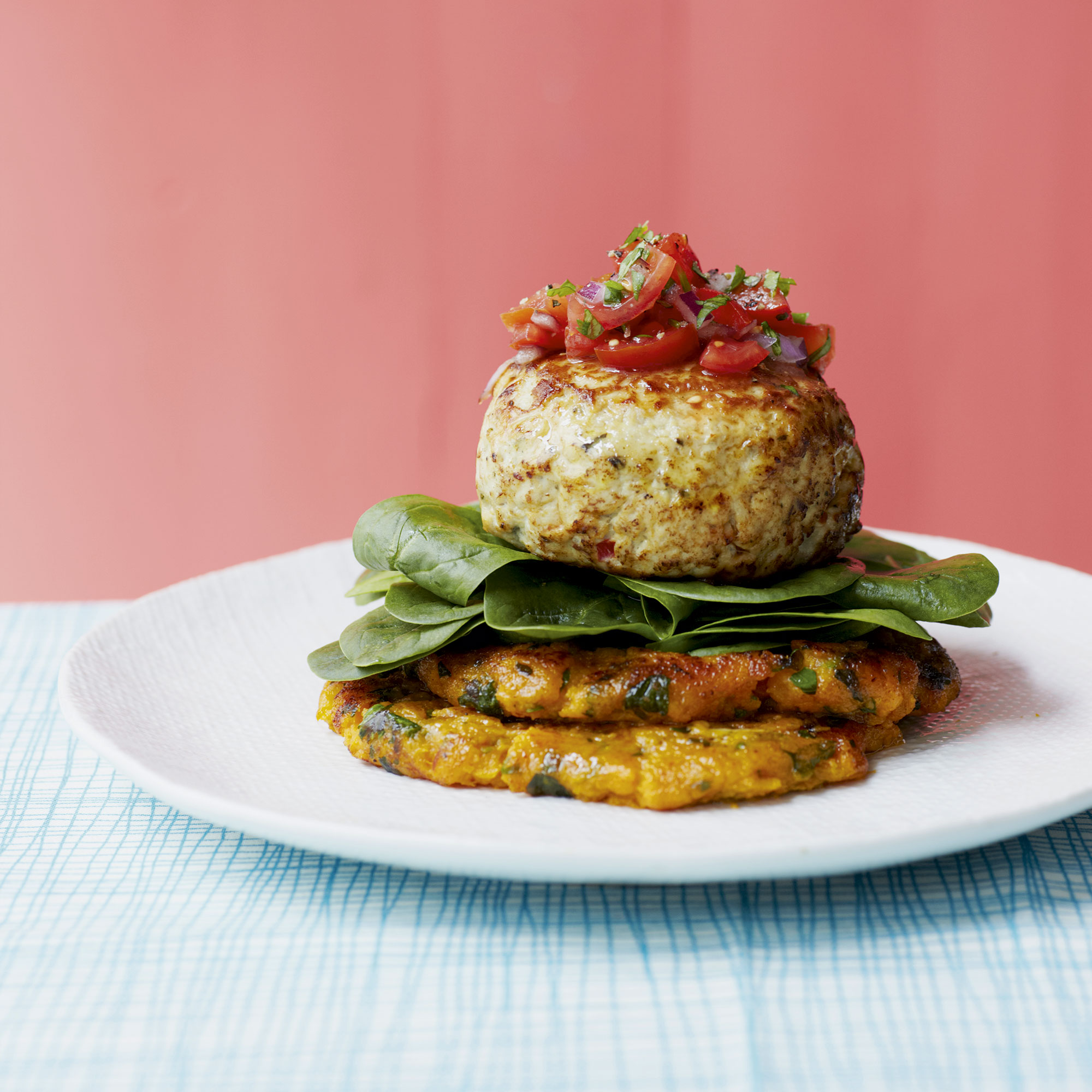 Turkey Burgers on Sweet Potato Fritters Turkey Burgers on Sweet Potato Fritters