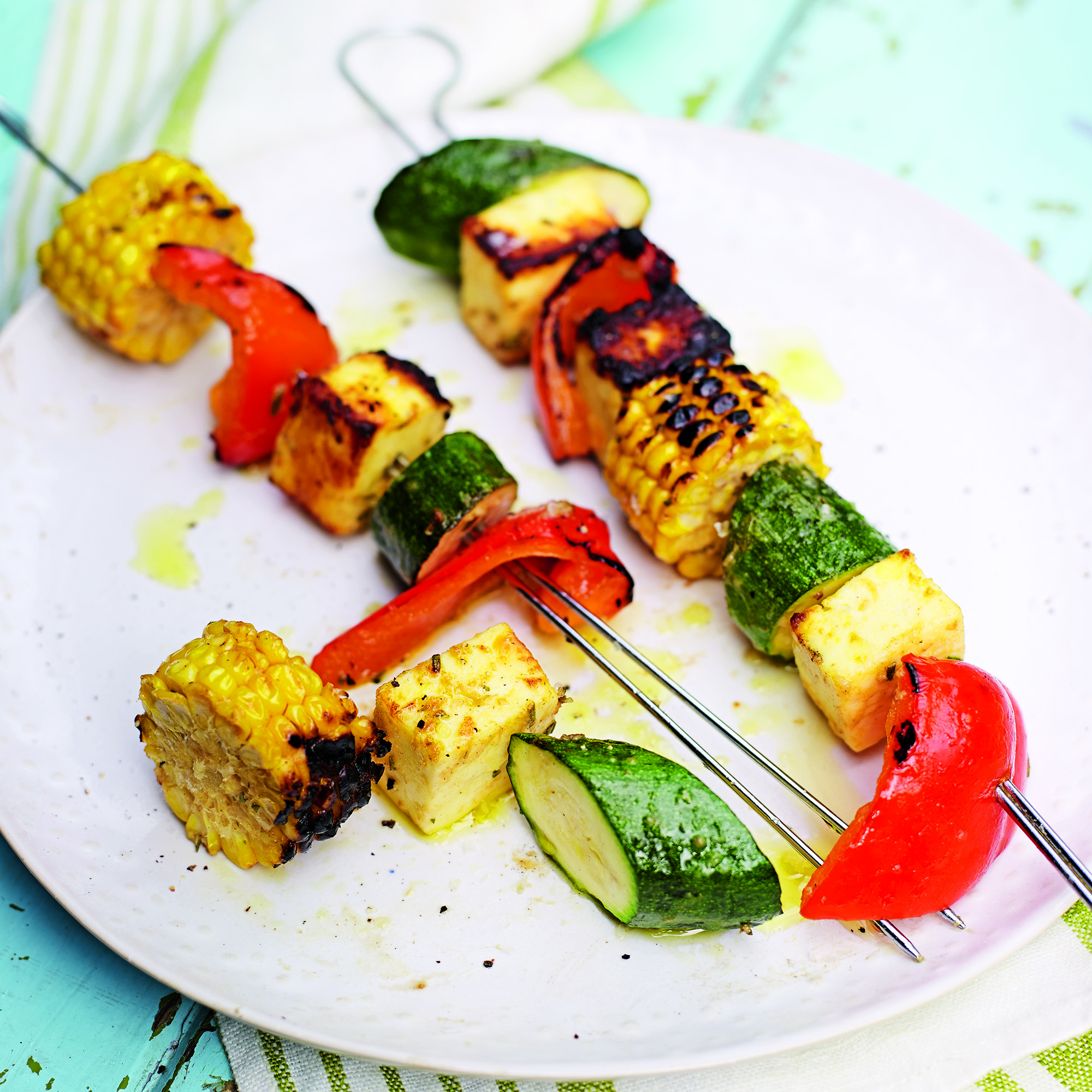 Marinated Paneer and Halloumi Skewers Marinated Paneer and Halloumi Skewers