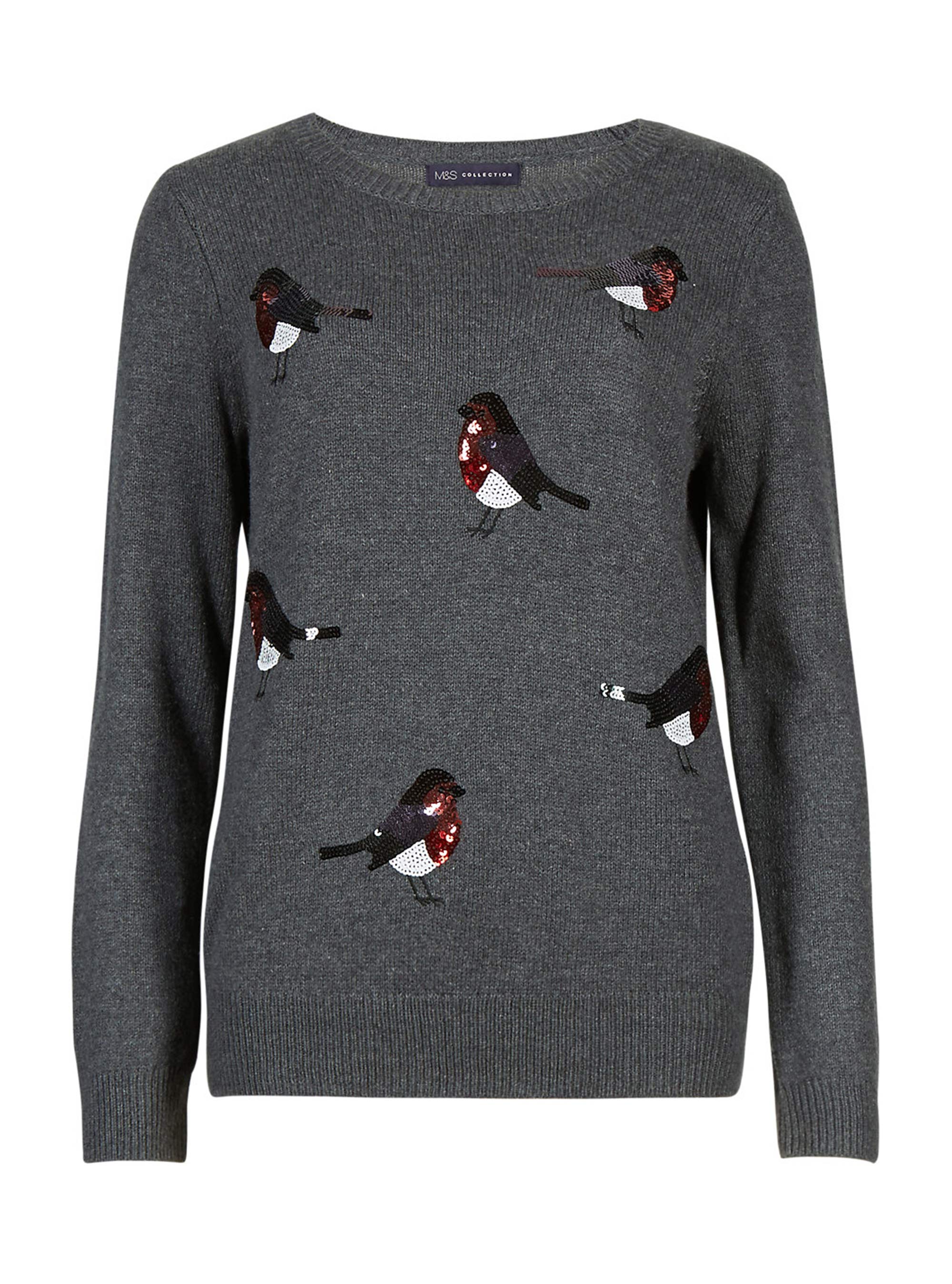 What To Wear On Christmas Day M&S Sequin Robin Jumper, £28 Woman