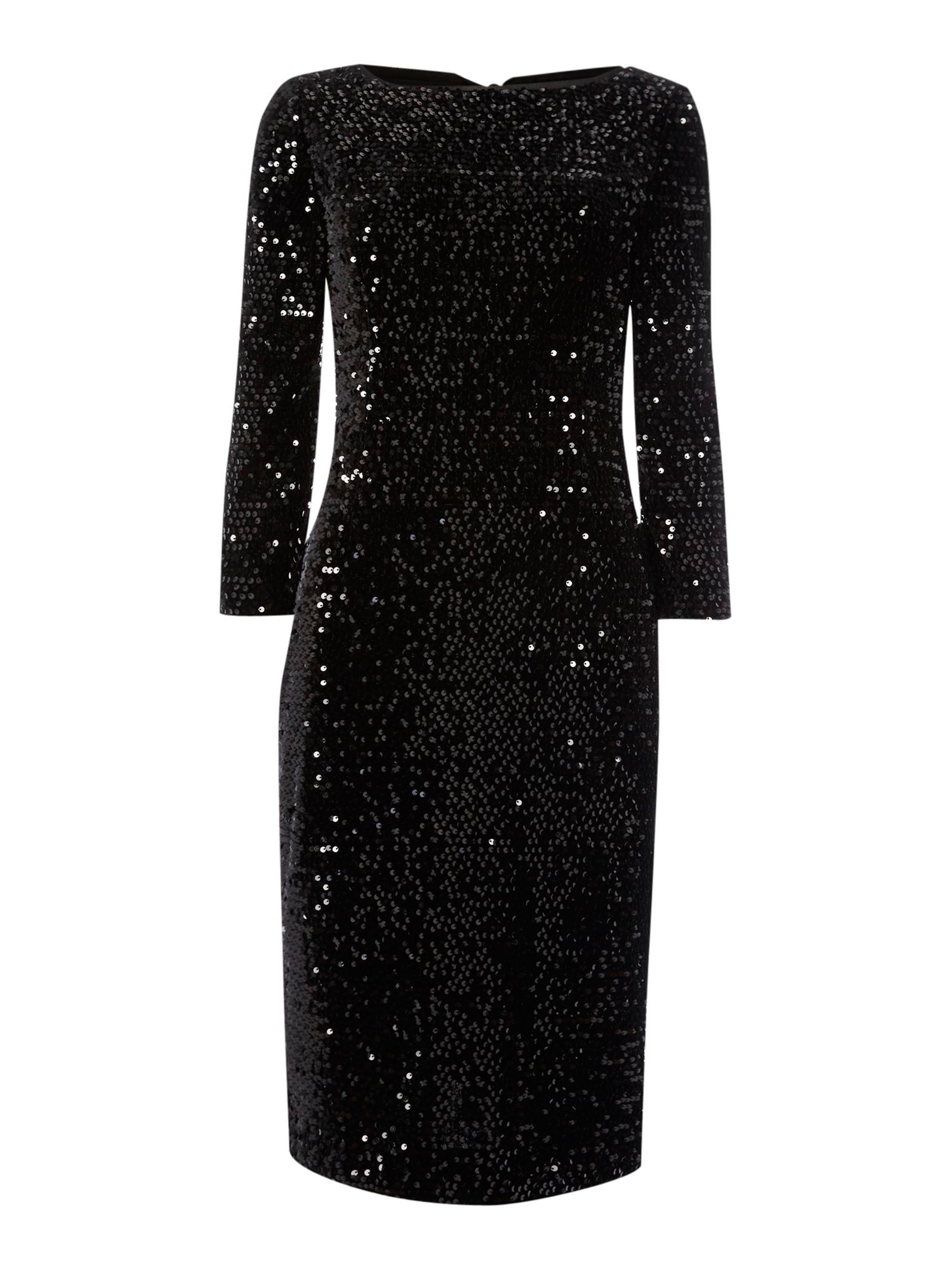 sequin wrap front long sleeve gown eliza j