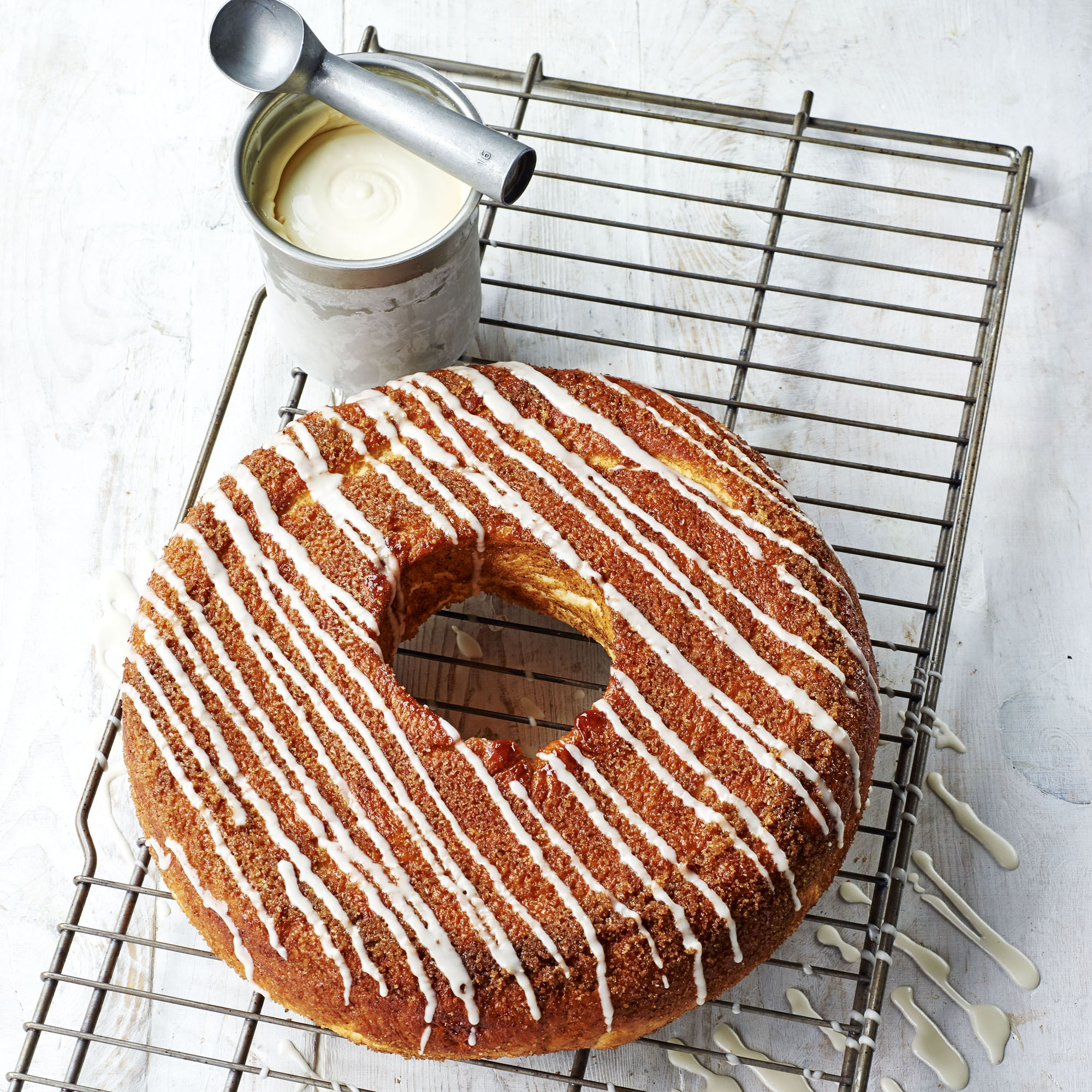 James Martin's Bourbon Glazed Monster Doughnut with Malted Milk Ice Cream James Martin's Bourbon Glazed Monster Doughnut with Malted Milk Ice Cream