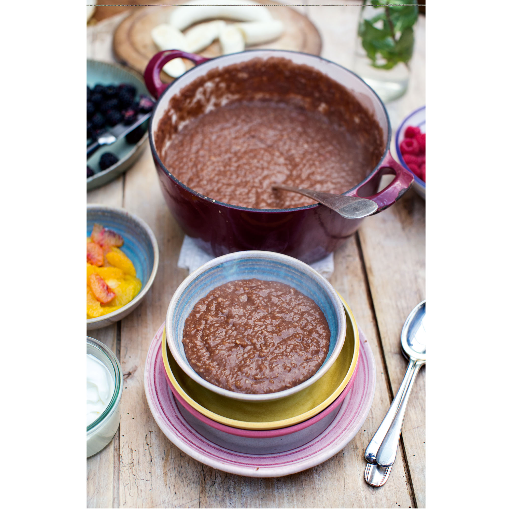 Chocolate Porridge, Greek Yoghurt and Fresh Seasonal Fruit Chocolate Porridge, Greek Yoghurt and Fresh Seasonal Fruit