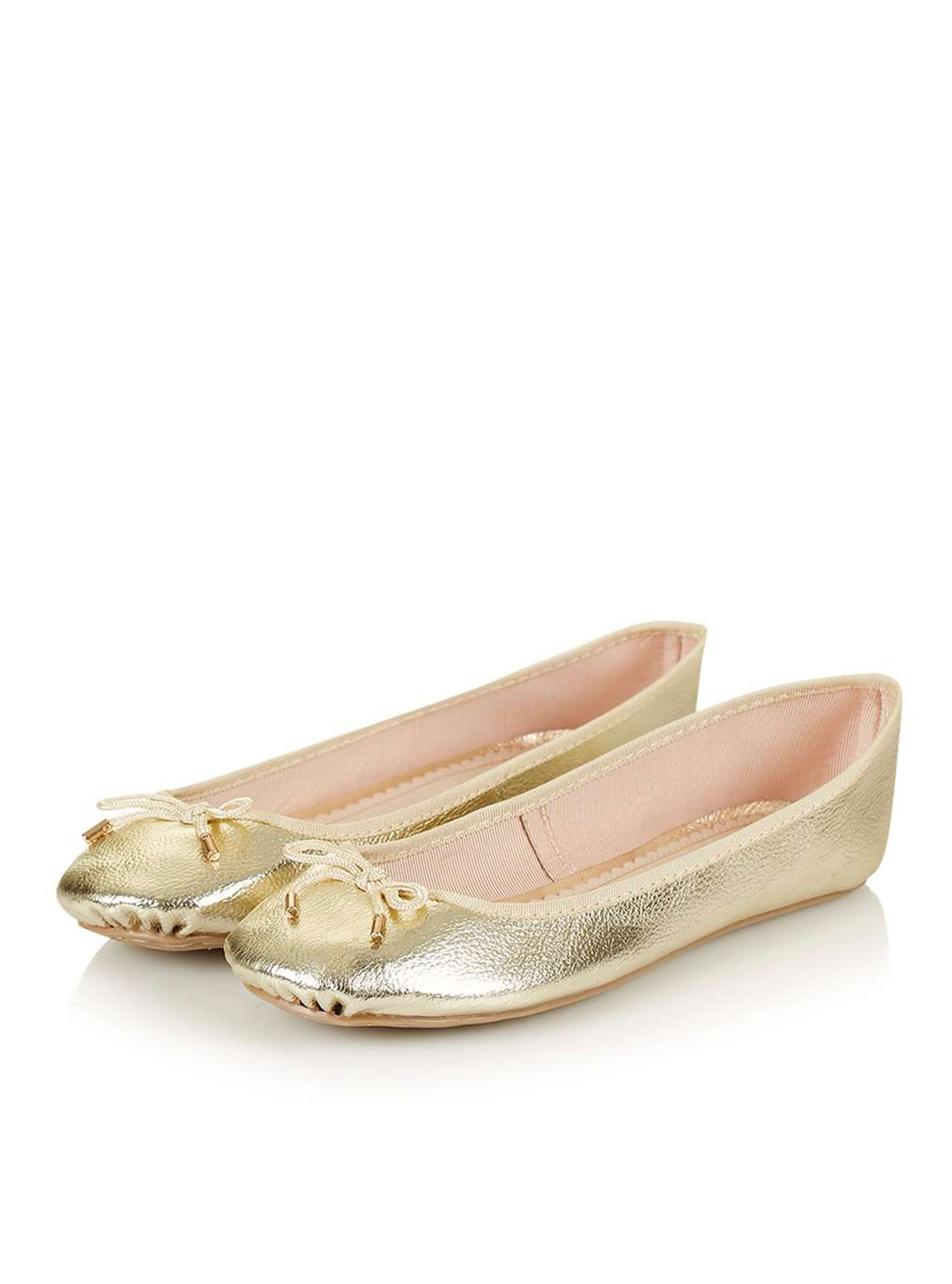 metallic ballerina pumps
