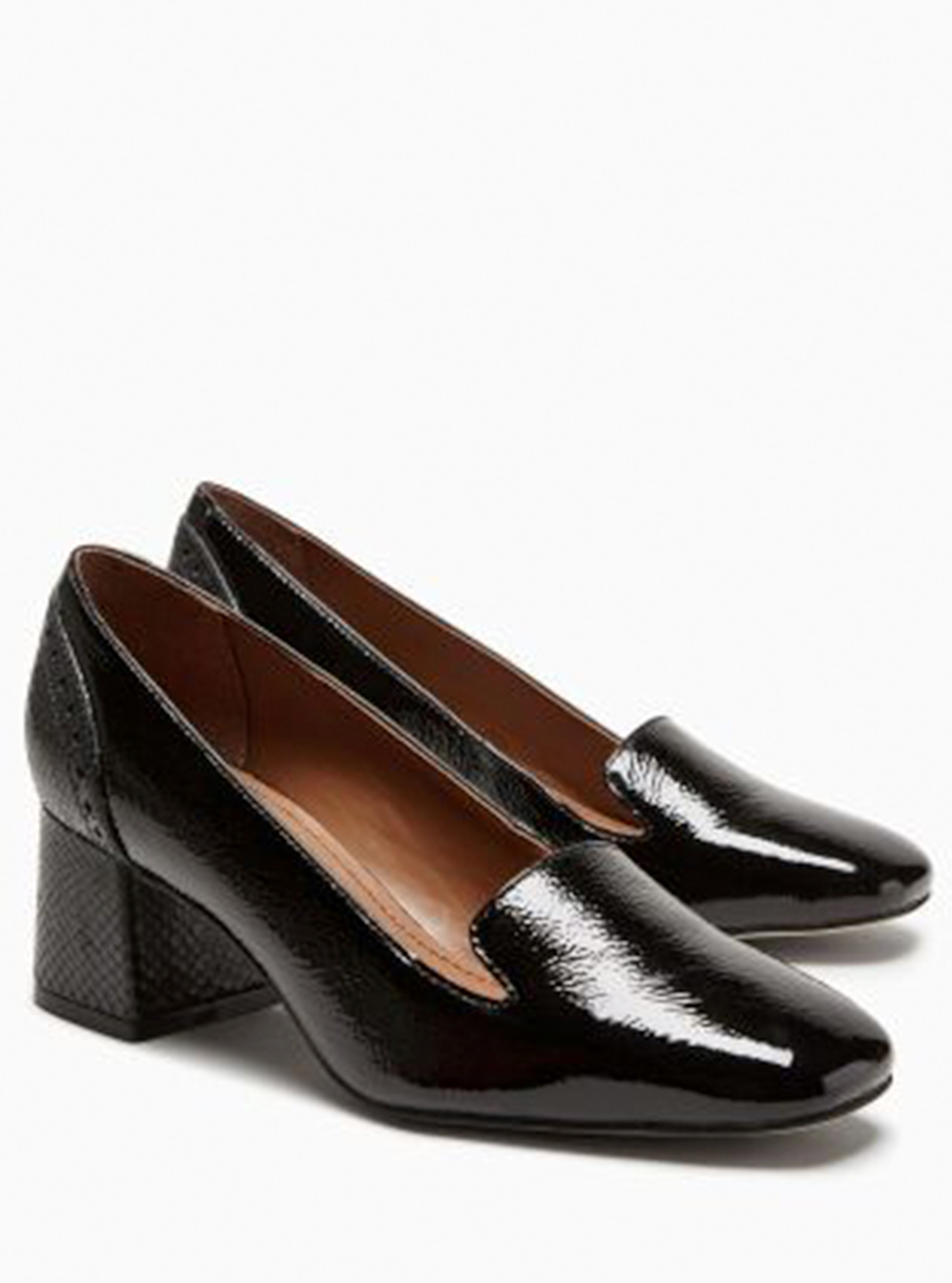 square toe heeled loafers