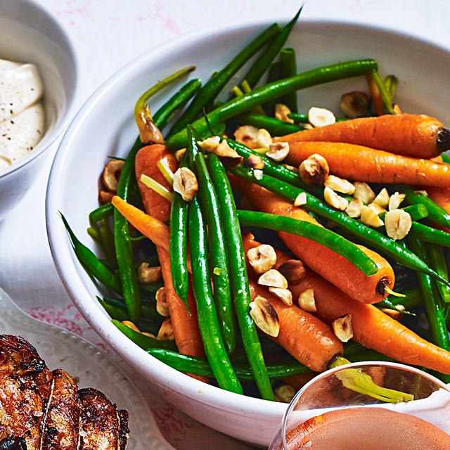 Spring carrots and green beans with hazelnuts Spring carrots and green beans with hazelnuts